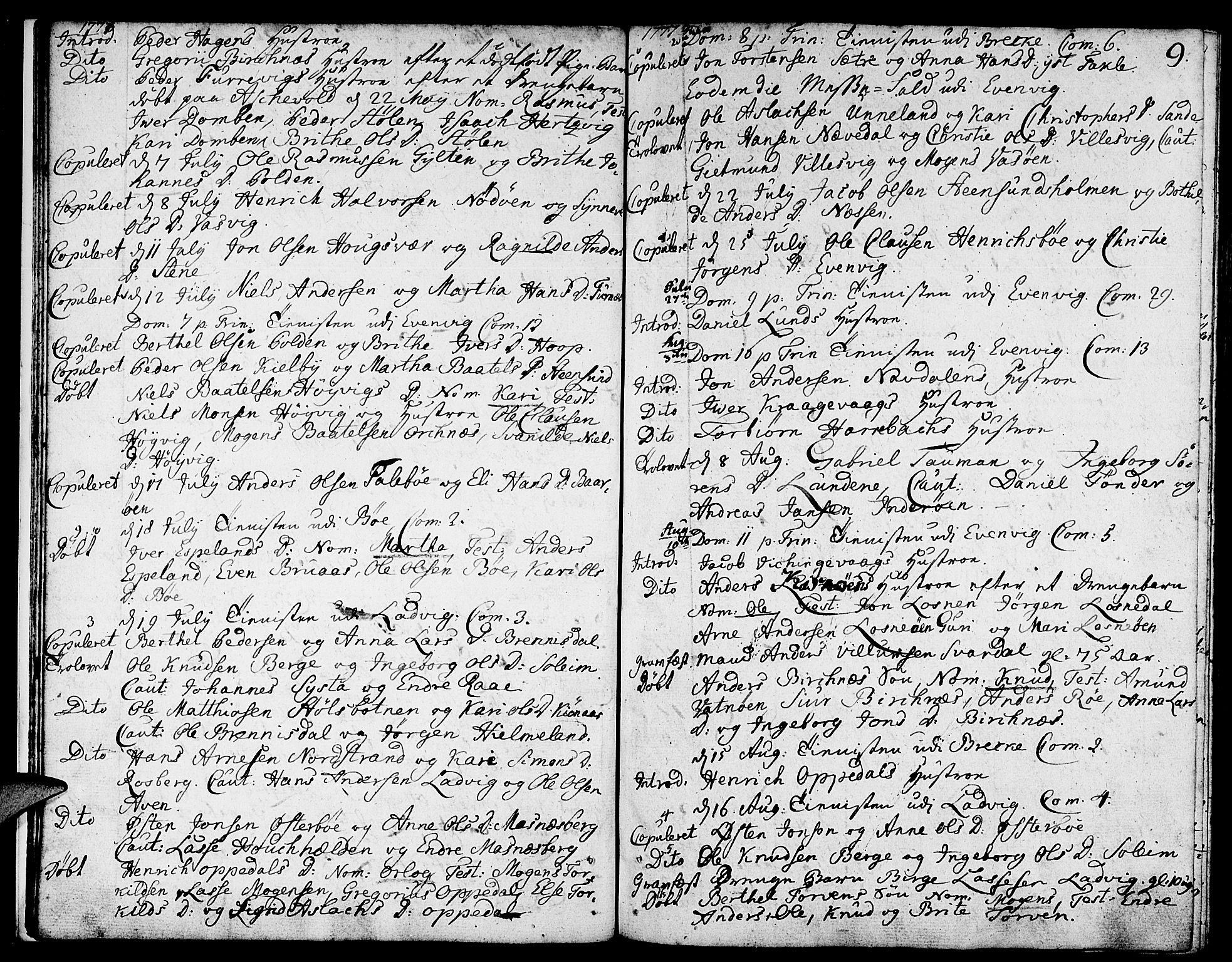 Gulen sokneprestembete, SAB/A-80201/H/Haa/Haaa/L0013: Parish register (official) no. A 13, 1776-1787, p. 9