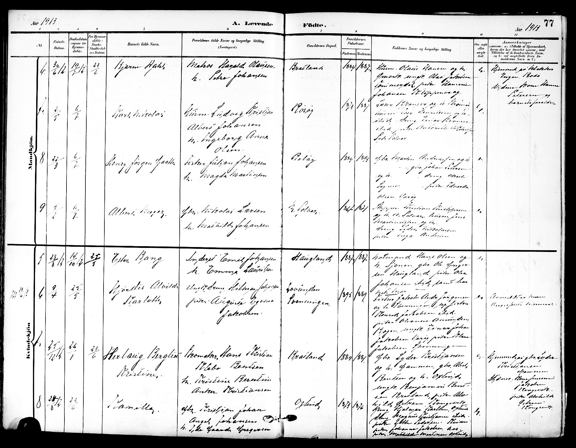 Ministerialprotokoller, klokkerbøker og fødselsregistre - Nordland, SAT/A-1459/839/L0569: Parish register (official) no. 839A06, 1903-1922, p. 77
