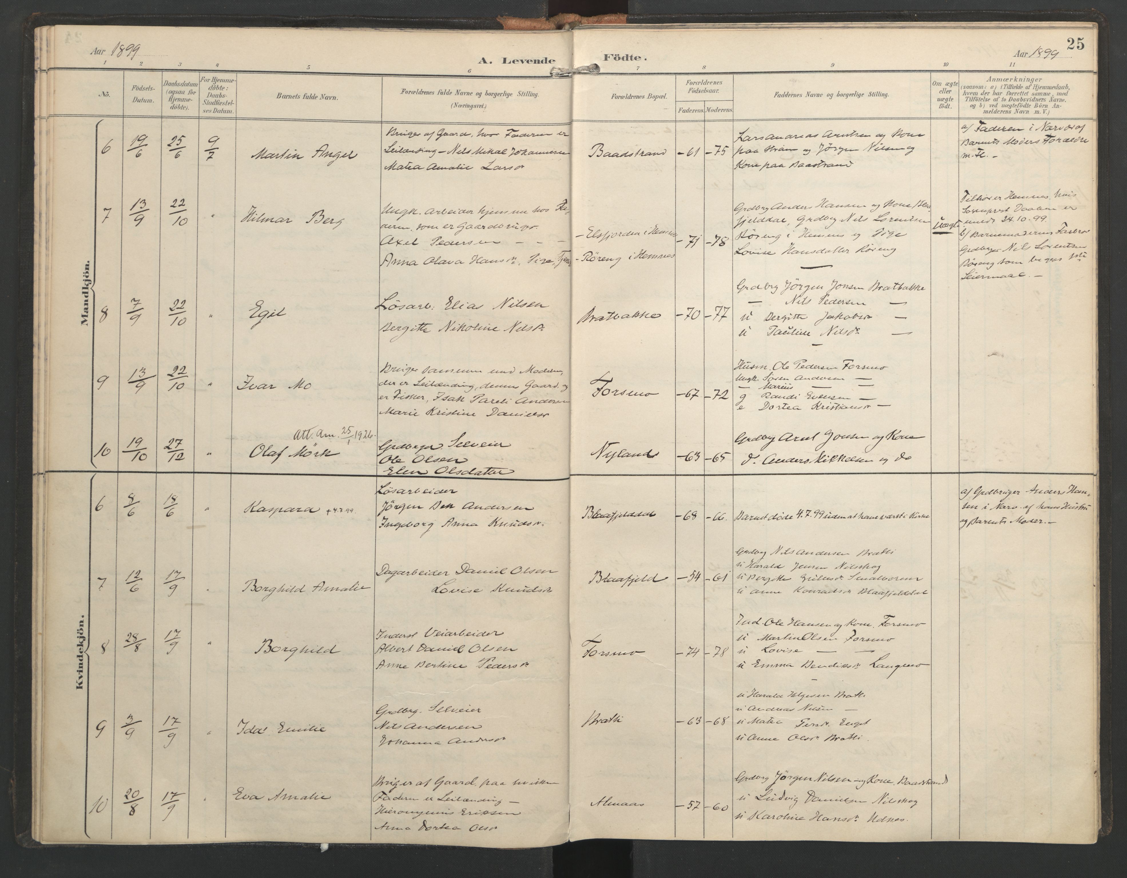 Ministerialprotokoller, klokkerbøker og fødselsregistre - Nordland, SAT/A-1459/821/L0317: Parish register (official) no. 821A01, 1892-1907, p. 25