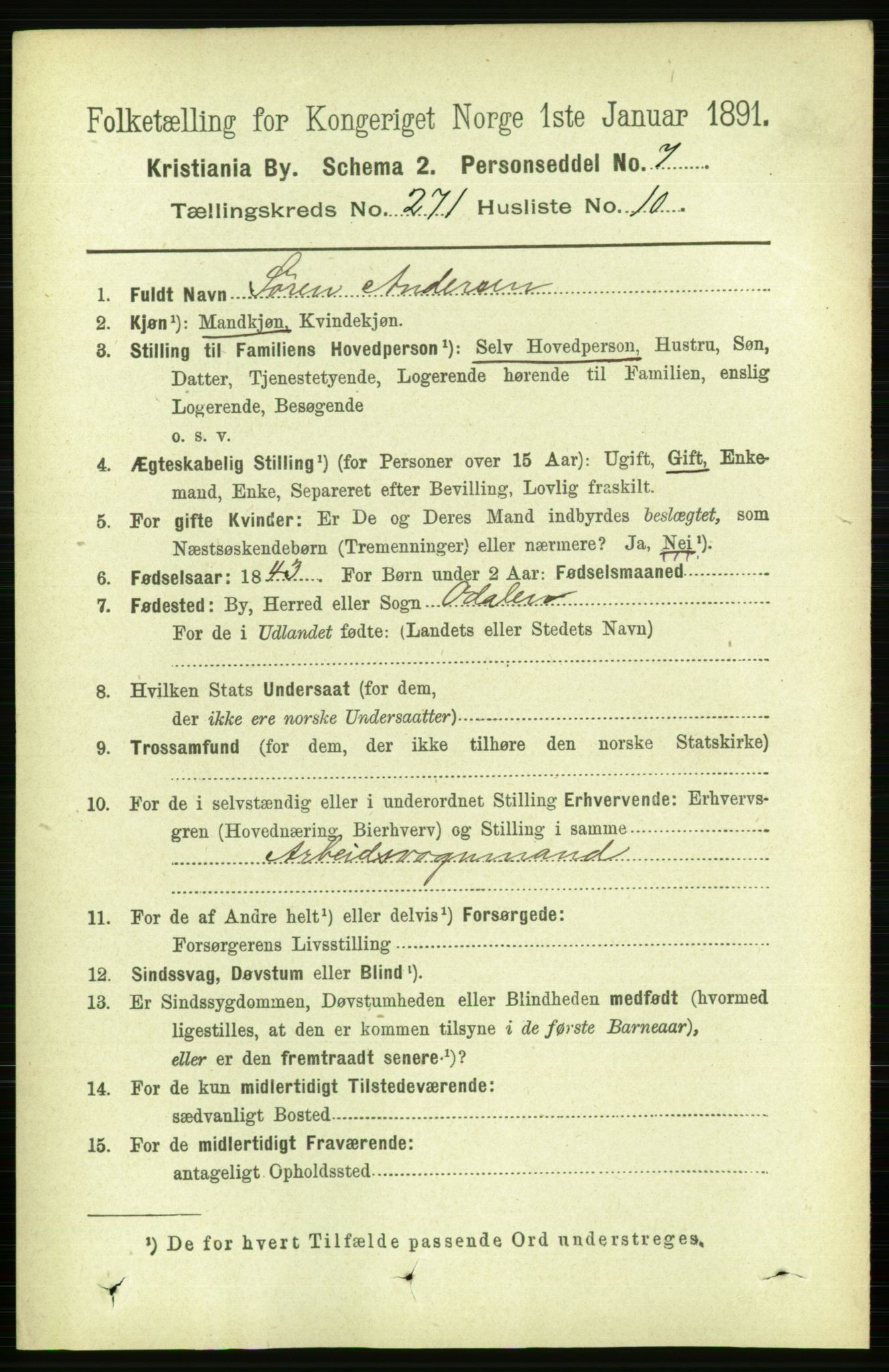 RA, 1891 census for 0301 Kristiania, 1891, p. 164848