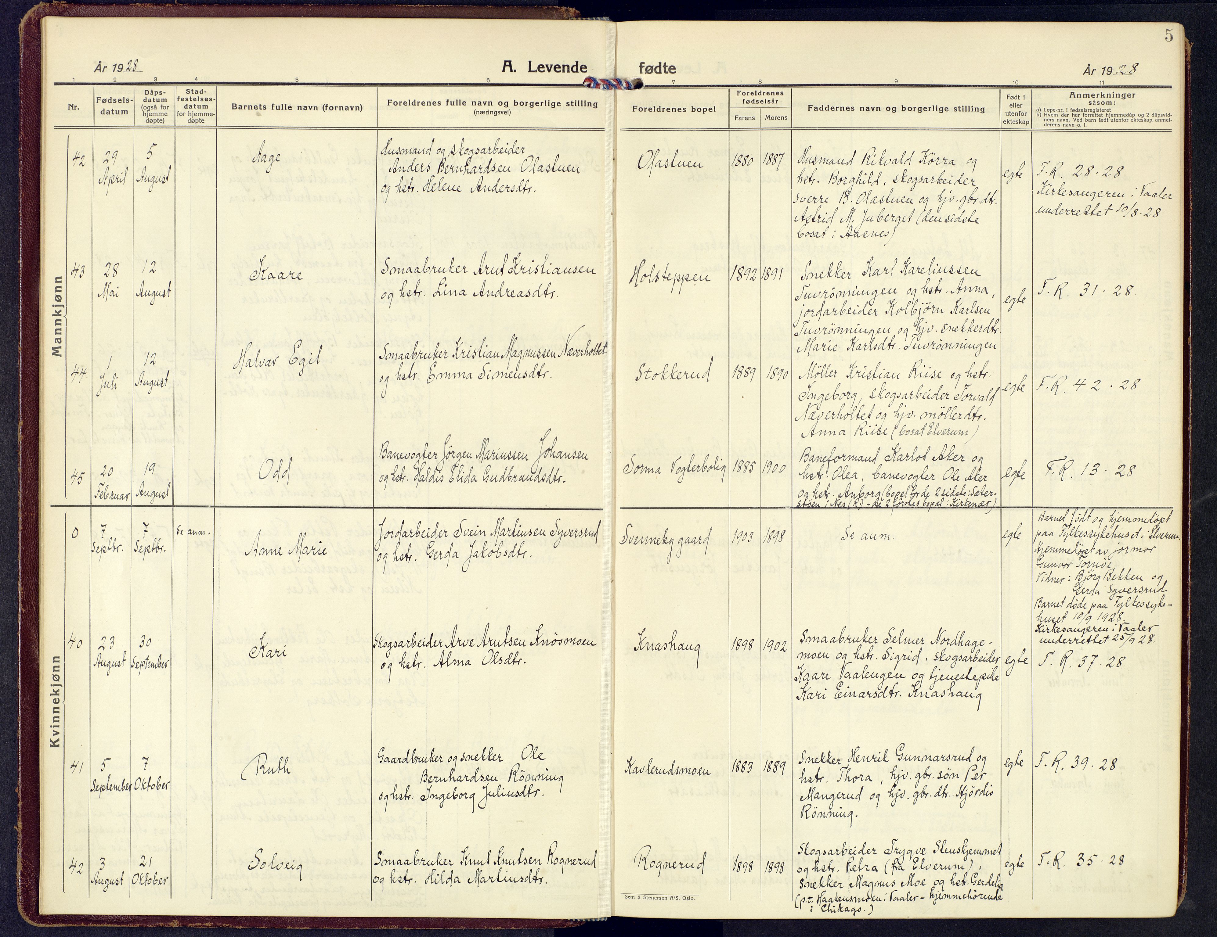 Våler prestekontor, Hedmark, AV/SAH-PREST-040/H/Ha/Haa/L0010: Parish register (official) no. 10, 1928-1946, p. 5