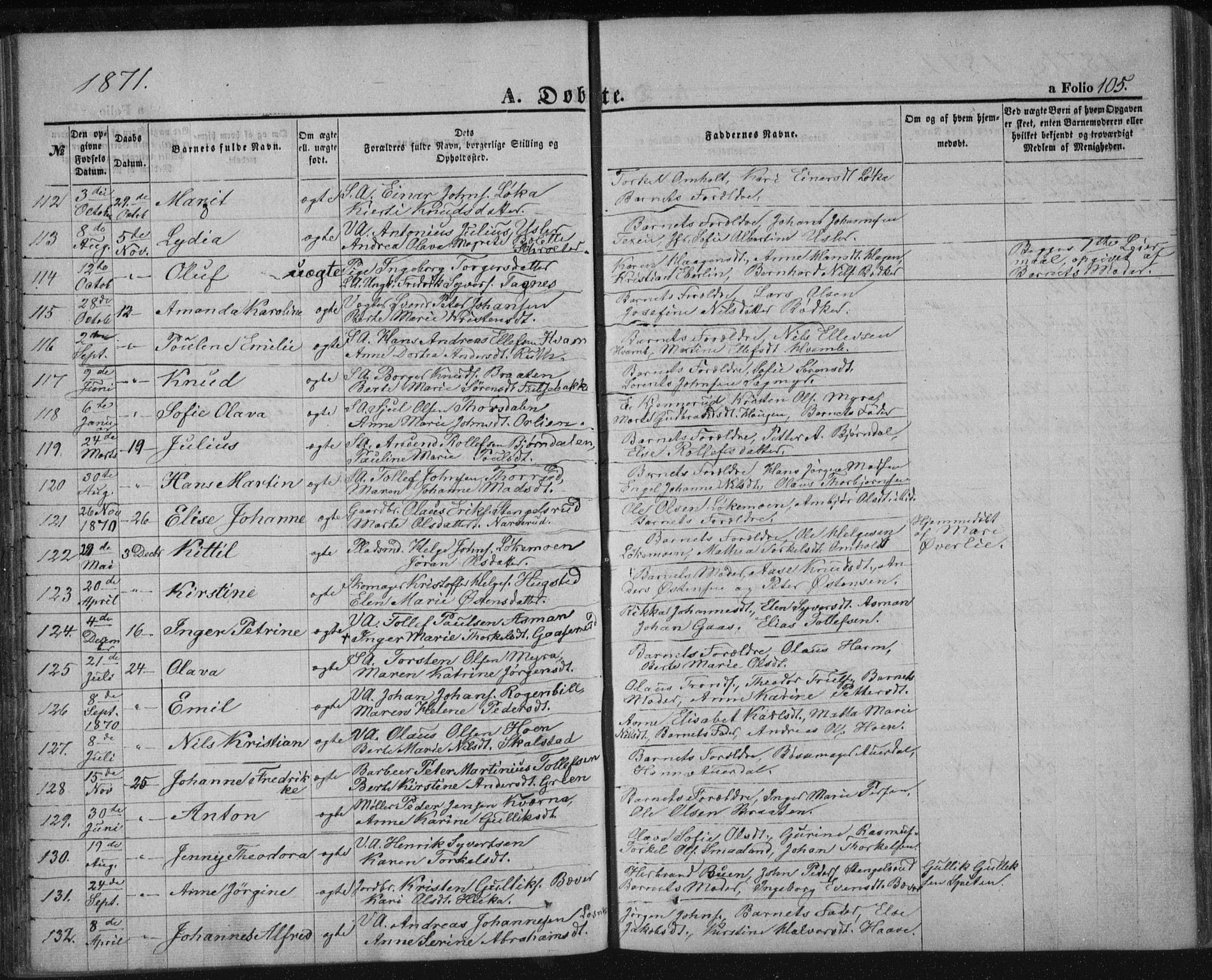 Kongsberg kirkebøker, AV/SAKO-A-22/F/Fa/L0010: Parish register (official) no. I 10, 1859-1875, p. 105