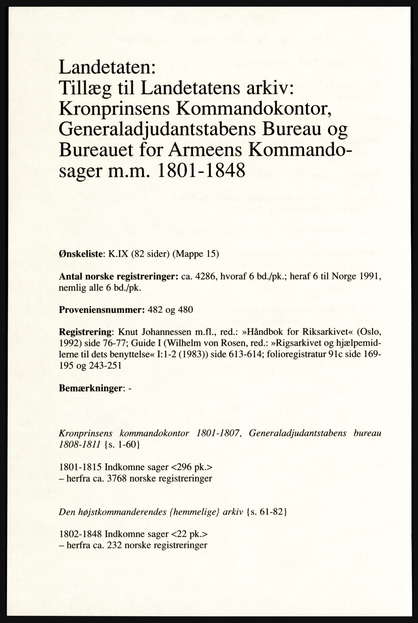 Publikasjoner utgitt av Arkivverket, PUBL/PUBL-001/A/0002: Erik Gøbel: NOREG, Tværregistratur over norgesrelevant materiale i Rigsarkivet i København (2000), 2000, p. 226