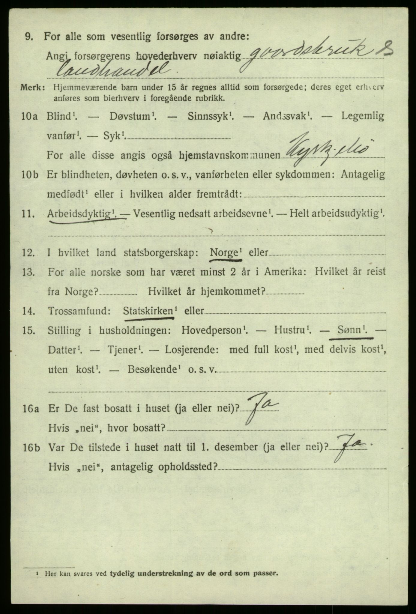 SAB, 1920 census for Kyrkjebø, 1920, p. 3450