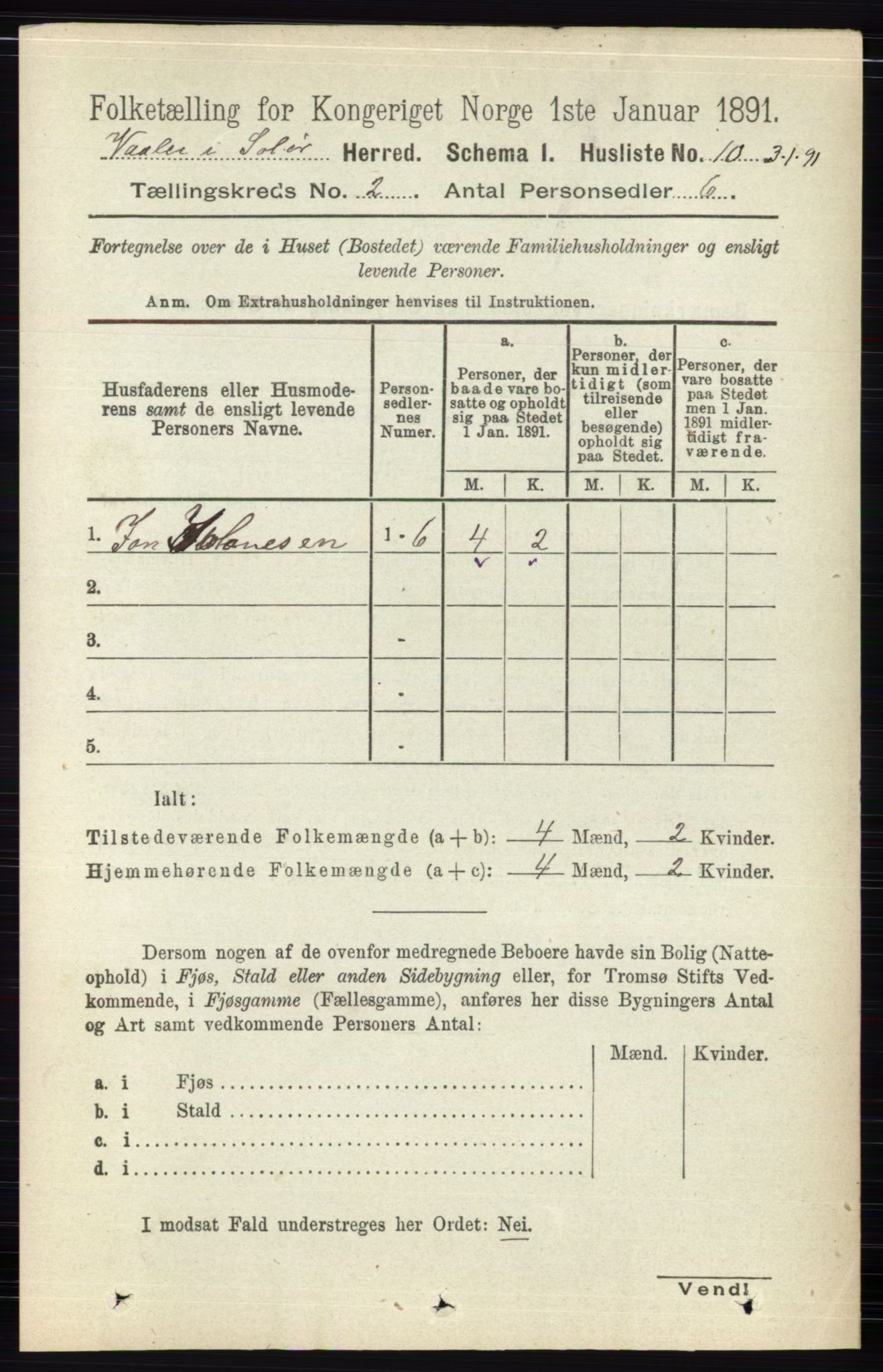 RA, 1891 census for 0426 Våler, 1891, p. 439