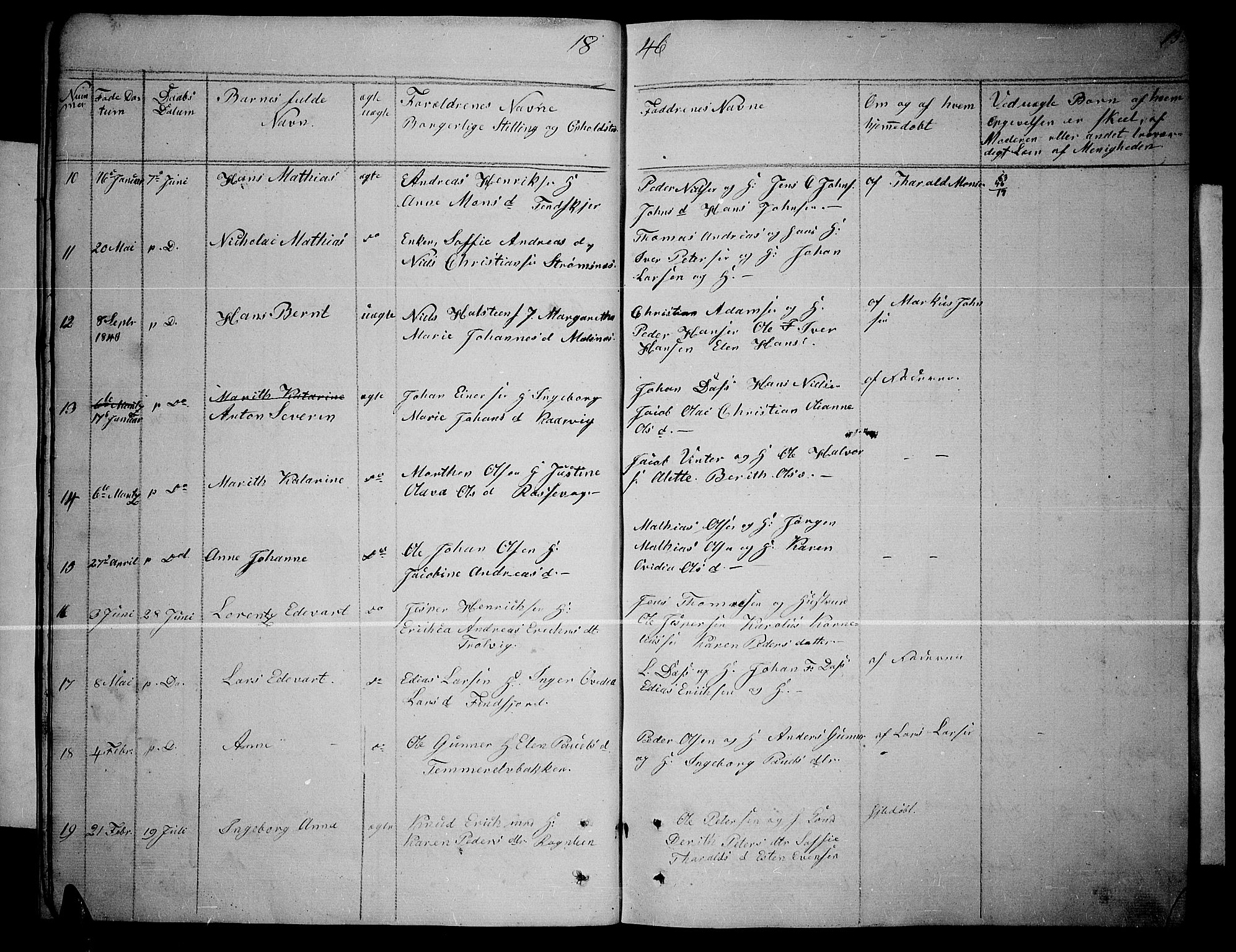 Lenvik sokneprestembete, AV/SATØ-S-1310/H/Ha/Hab/L0003klokker: Parish register (copy) no. 3, 1844-1858, p. 13