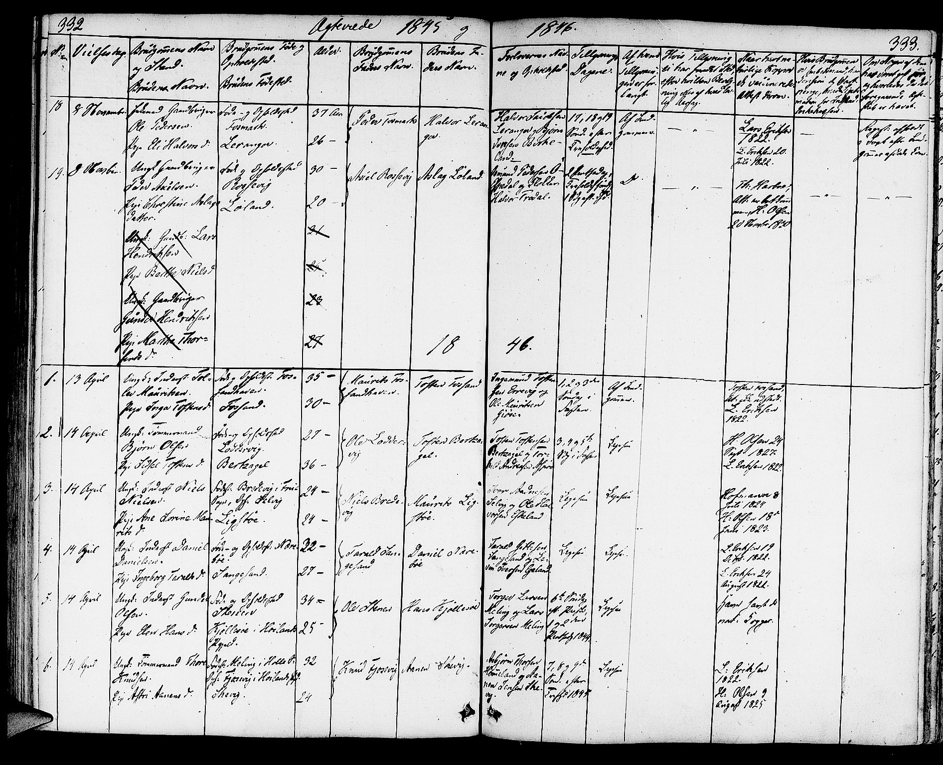 Strand sokneprestkontor, SAST/A-101828/H/Ha/Haa/L0005: Parish register (official) no. A 5, 1833-1854, p. 332-333