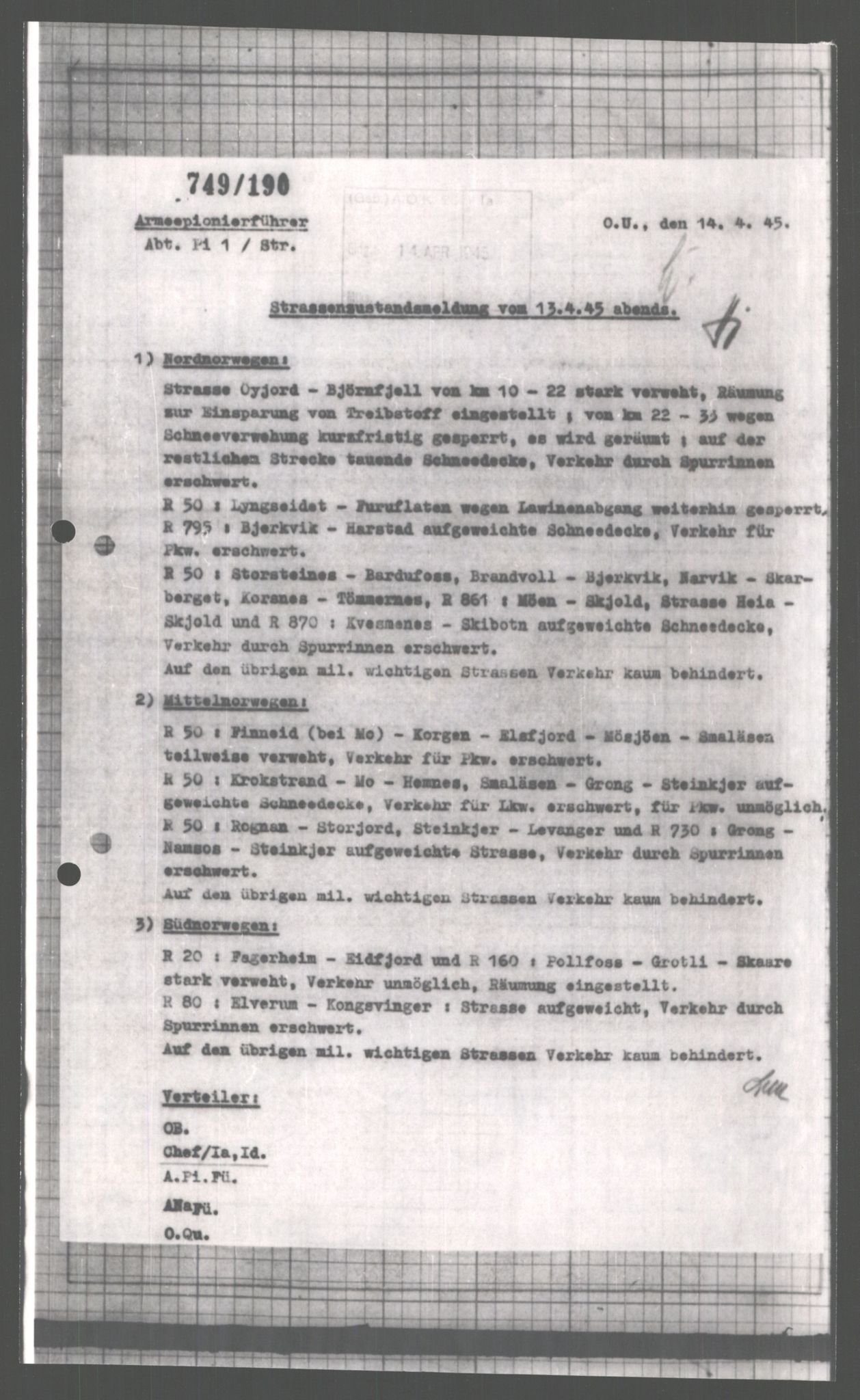 Forsvarets Overkommando. 2 kontor. Arkiv 11.4. Spredte tyske arkivsaker, AV/RA-RAFA-7031/D/Dar/Dara/L0004: Krigsdagbøker for 20. Gebirgs-Armee-Oberkommando (AOK 20), 1945, p. 555