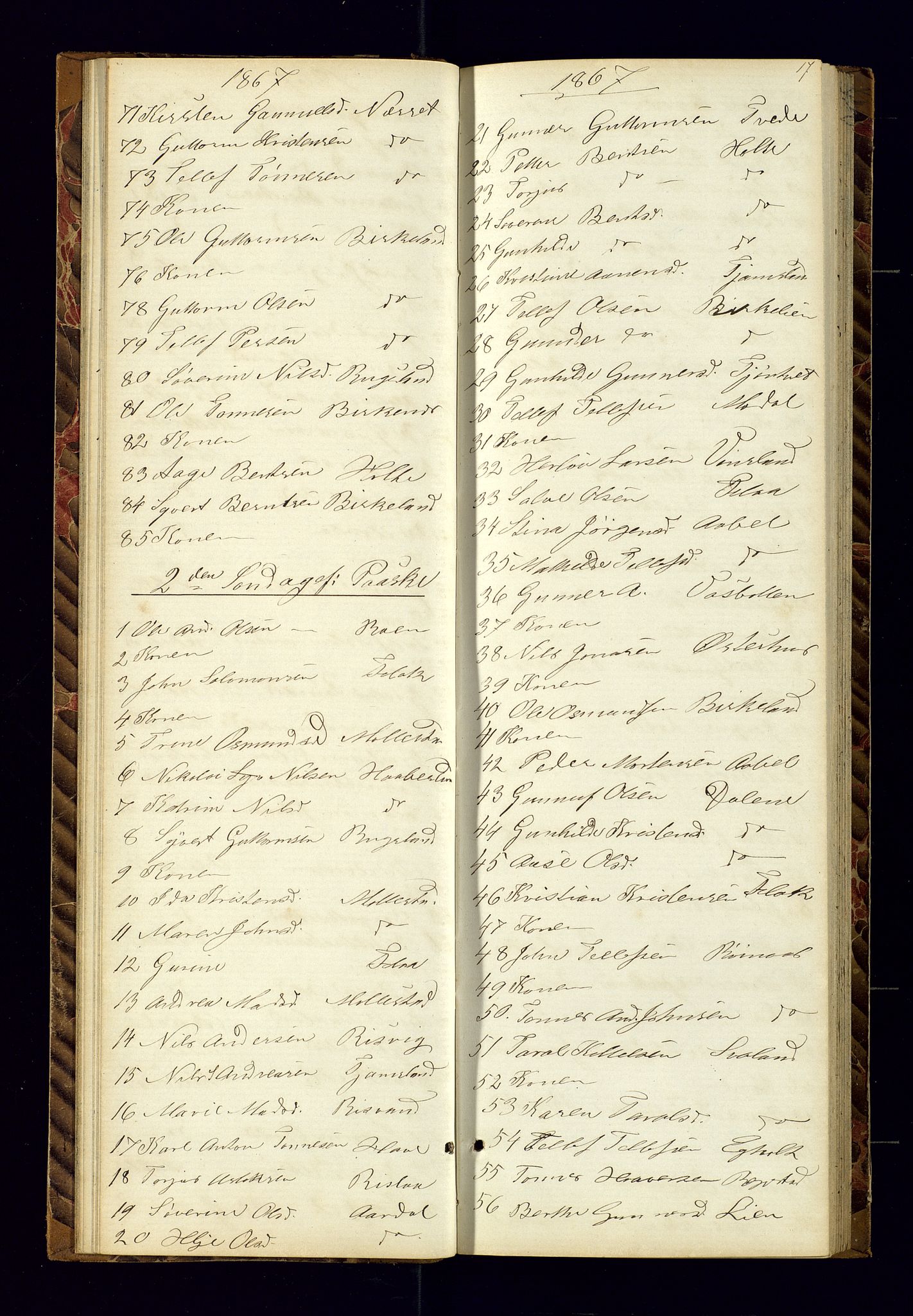 Birkenes sokneprestkontor, AV/SAK-1111-0004/F/Fc/L0005: Communicants register no. C-5, 1866-1872, p. 17