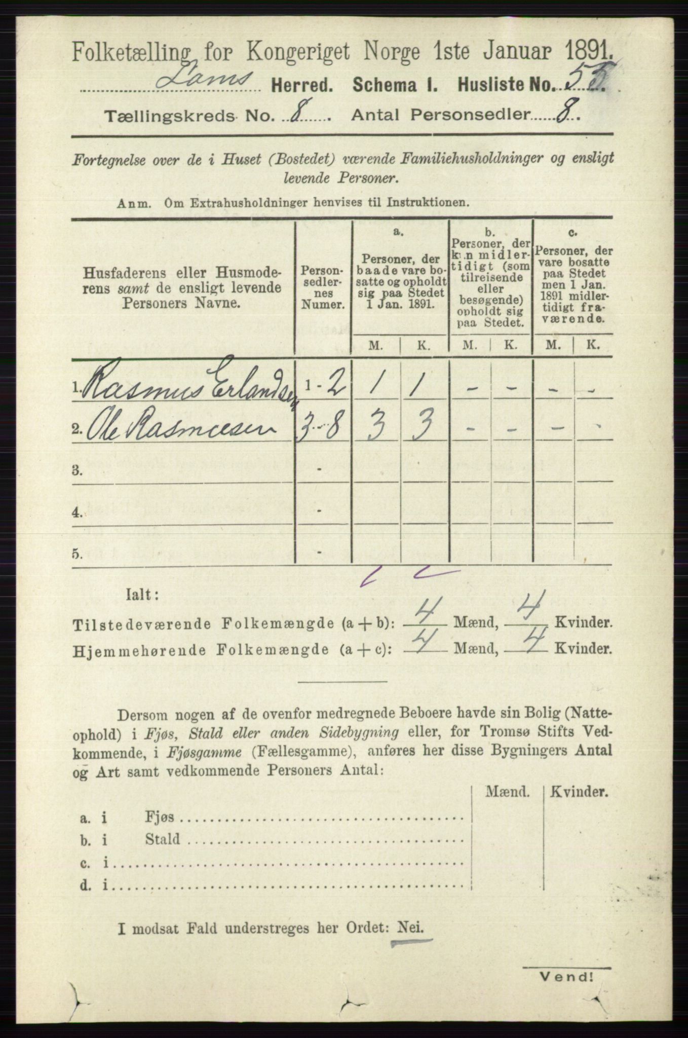 RA, 1891 census for 0514 Lom, 1891, p. 3097