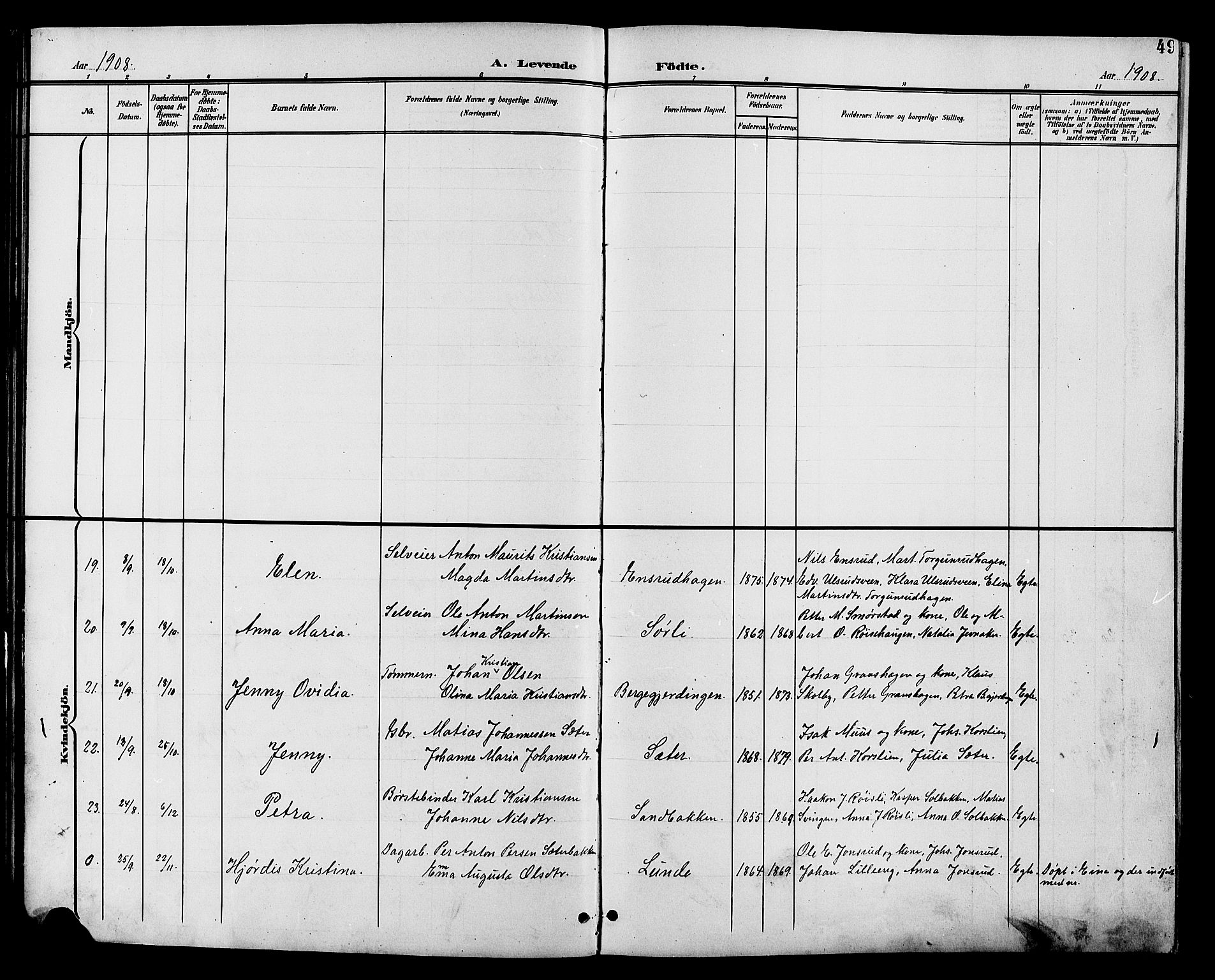 Vestre Toten prestekontor, AV/SAH-PREST-108/H/Ha/Hab/L0011: Parish register (copy) no. 11, 1901-1911, p. 49