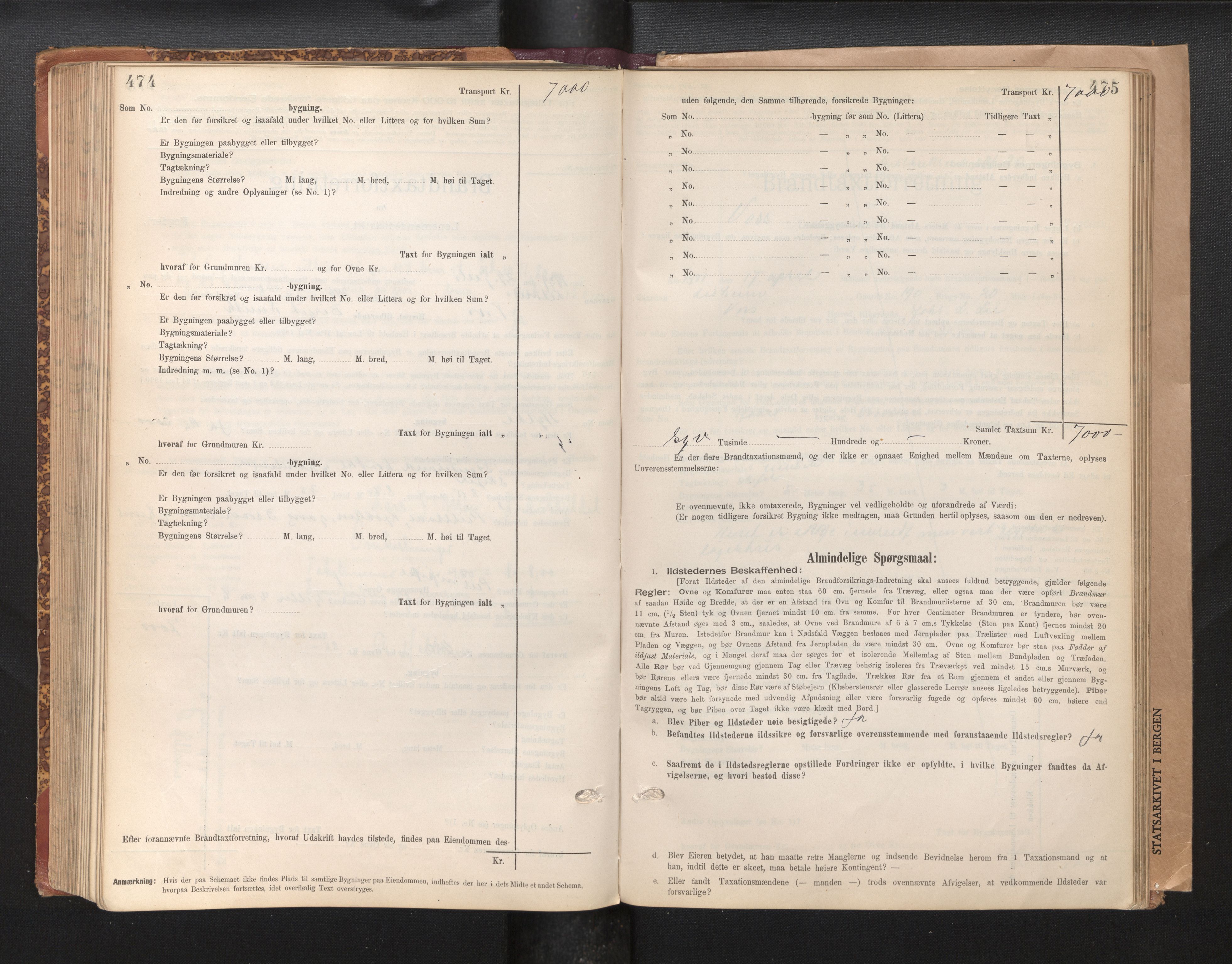 Lensmannen i Voss, AV/SAB-A-35801/0012/L0008: Branntakstprotokoll, skjematakst, 1895-1945, p. 474-475