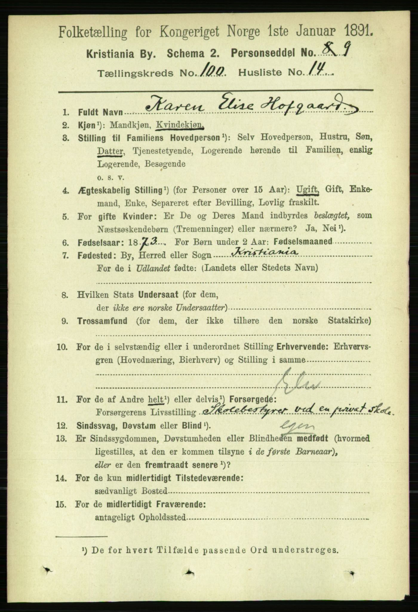 RA, 1891 census for 0301 Kristiania, 1891, p. 49672
