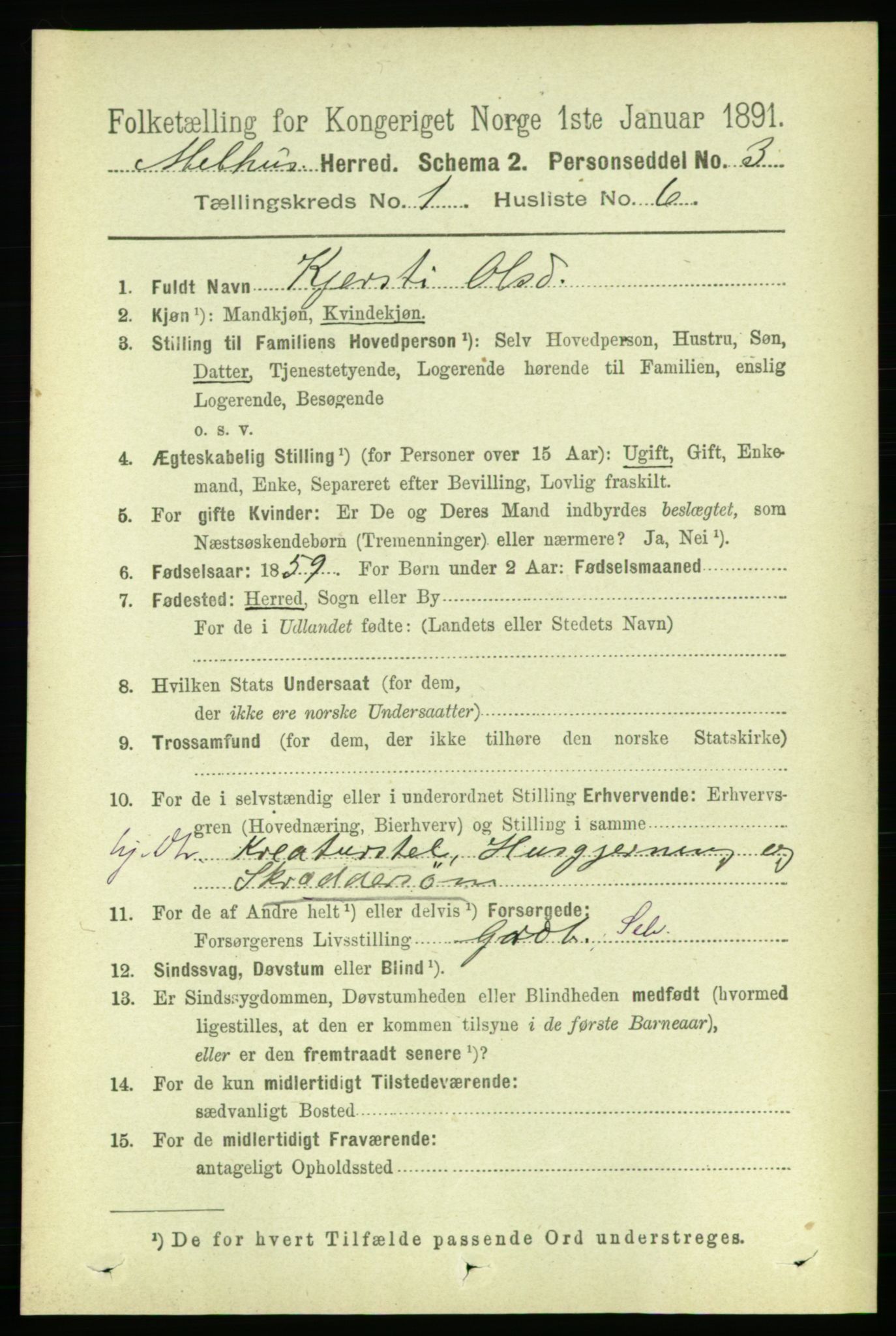 RA, 1891 census for 1653 Melhus, 1891, p. 144