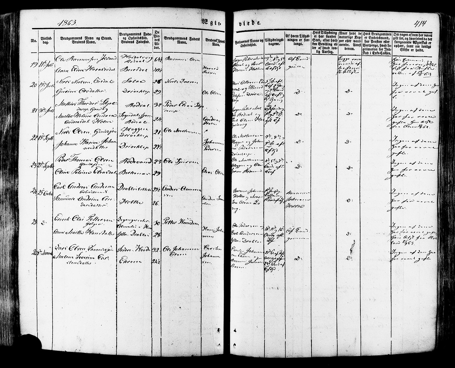 Ministerialprotokoller, klokkerbøker og fødselsregistre - Møre og Romsdal, SAT/A-1454/511/L0140: Parish register (official) no. 511A07, 1851-1878, p. 414