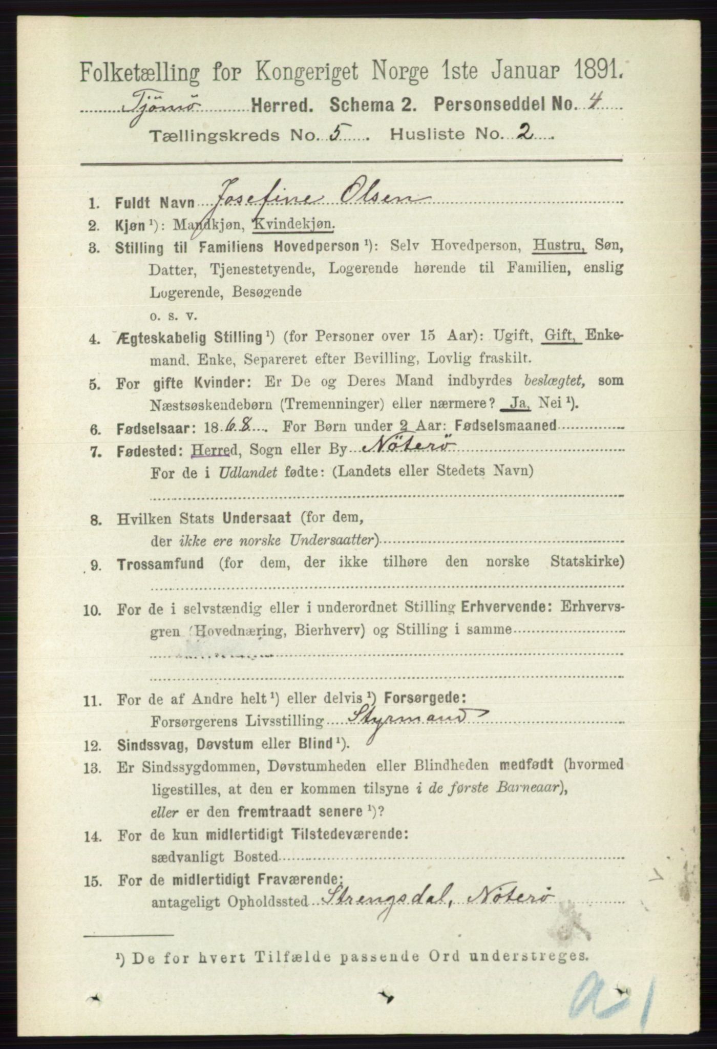 RA, 1891 census for 0723 Tjøme, 1891, p. 1674