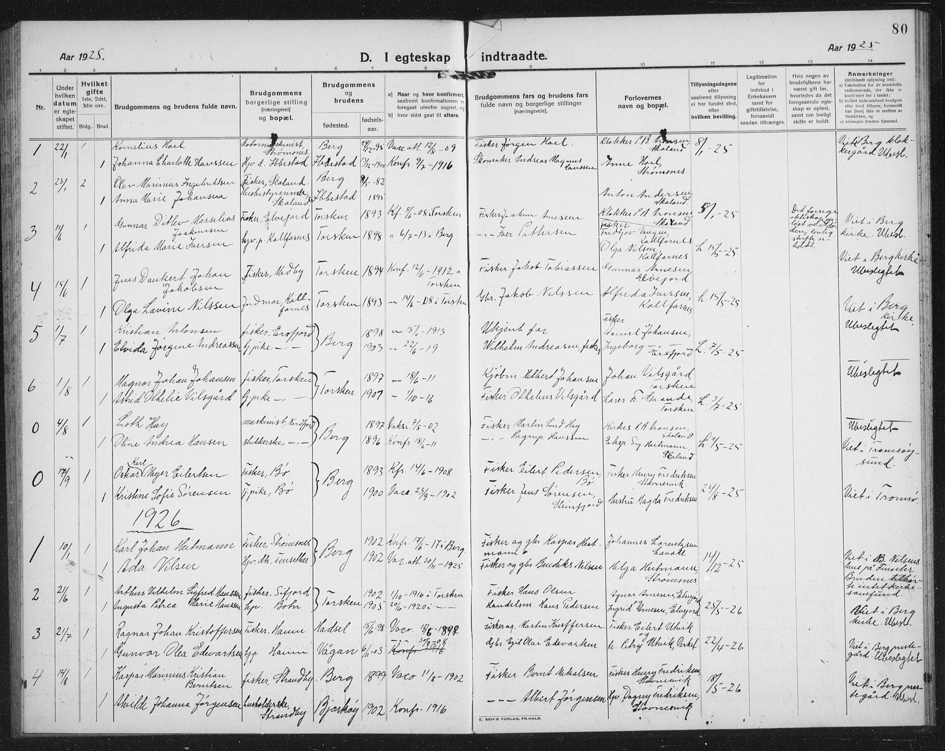 Berg sokneprestkontor, SATØ/S-1318/G/Ga/Gab/L0007klokker: Parish register (copy) no. 7, 1922-1936, p. 80