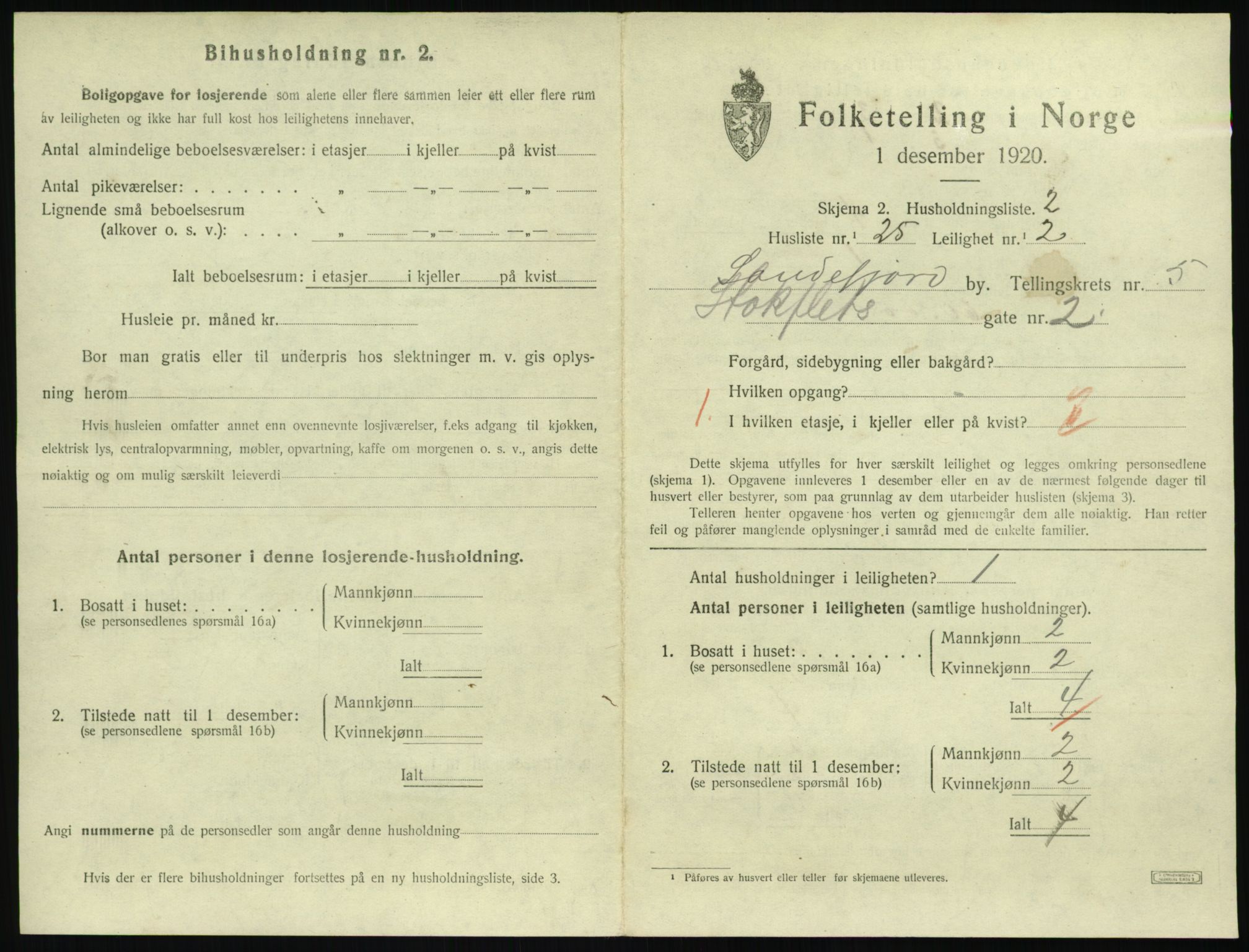 SAKO, 1920 census for Sandefjord, 1920, p. 2502