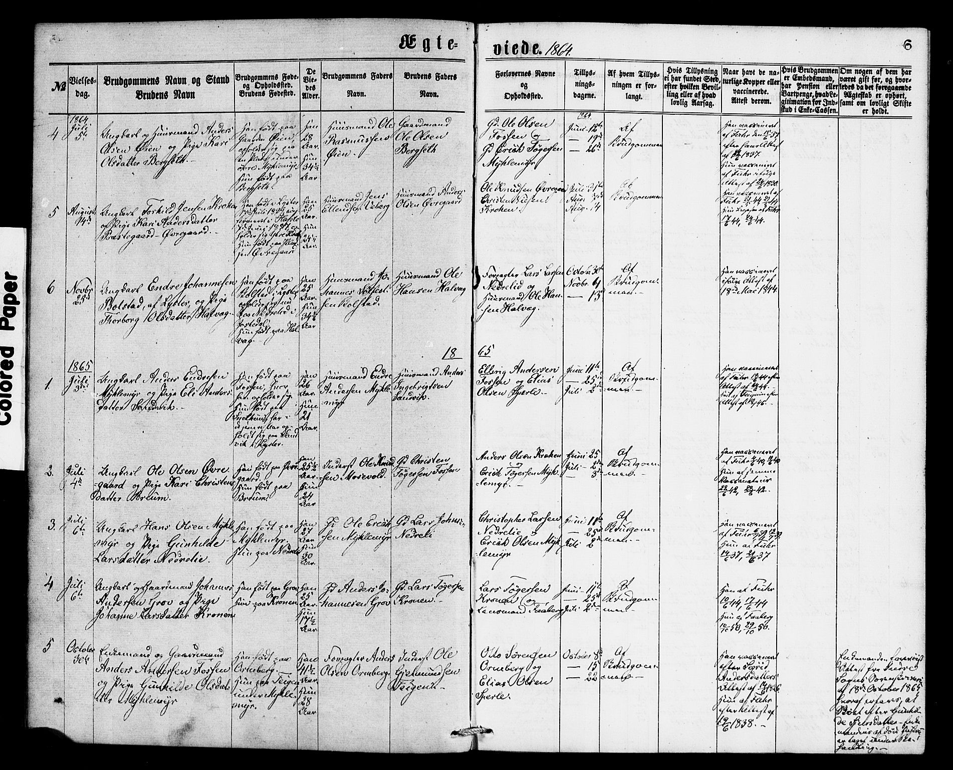 Jostedal sokneprestembete, SAB/A-80601/H/Haa/Haaa/L0008: Parish register (official) no. A 8, 1864-1886, p. 6