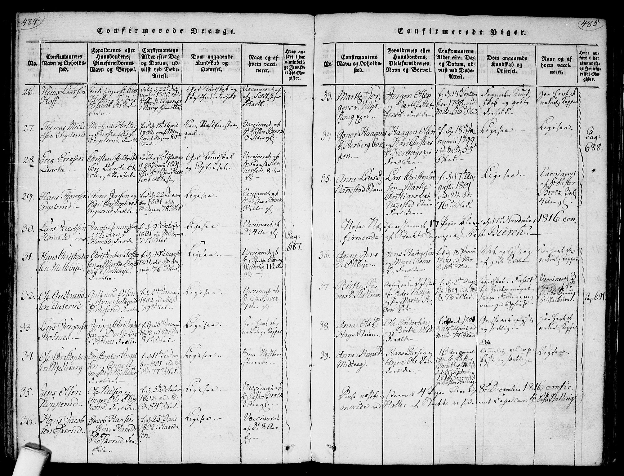 Nannestad prestekontor Kirkebøker, AV/SAO-A-10414a/F/Fa/L0009: Parish register (official) no. I 9, 1815-1840, p. 484-485