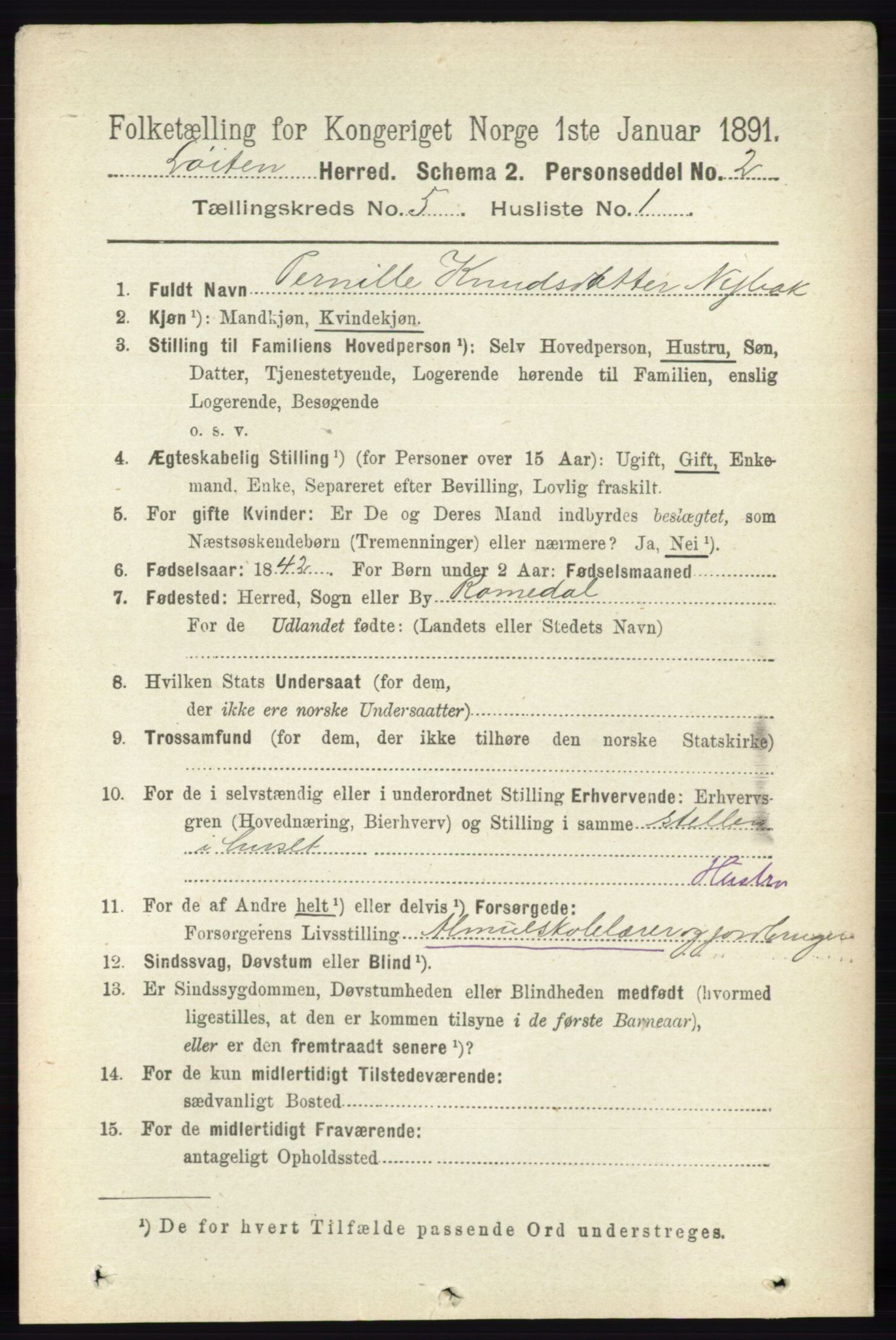 RA, 1891 census for 0415 Løten, 1891, p. 3428