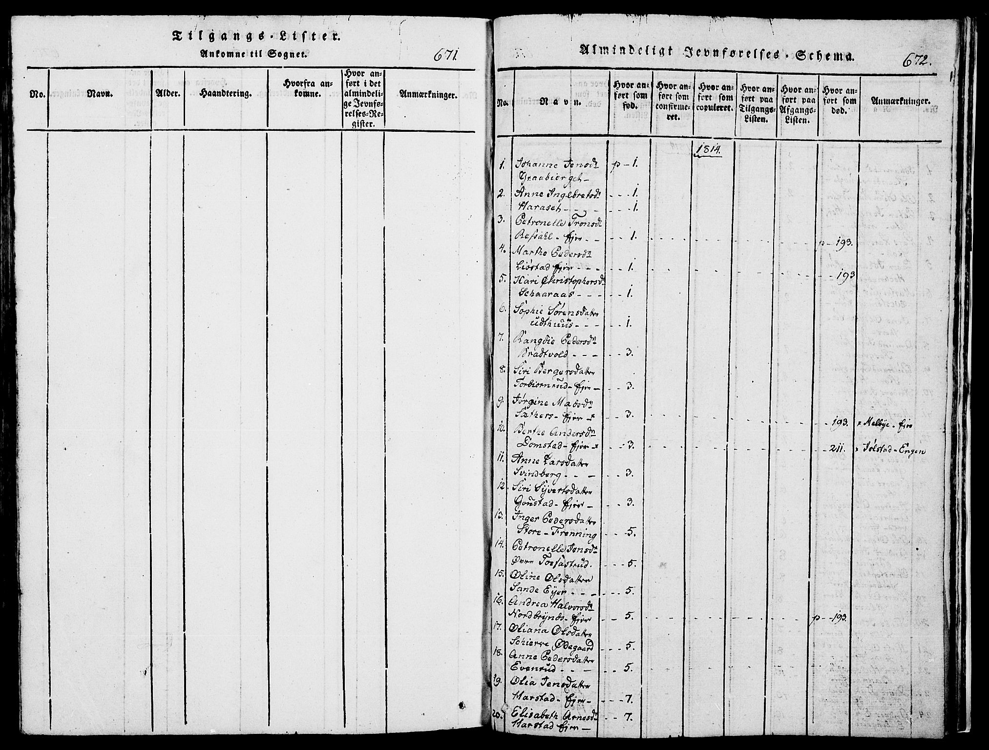 Romedal prestekontor, SAH/PREST-004/K/L0002: Parish register (official) no. 2, 1814-1828, p. 671-672