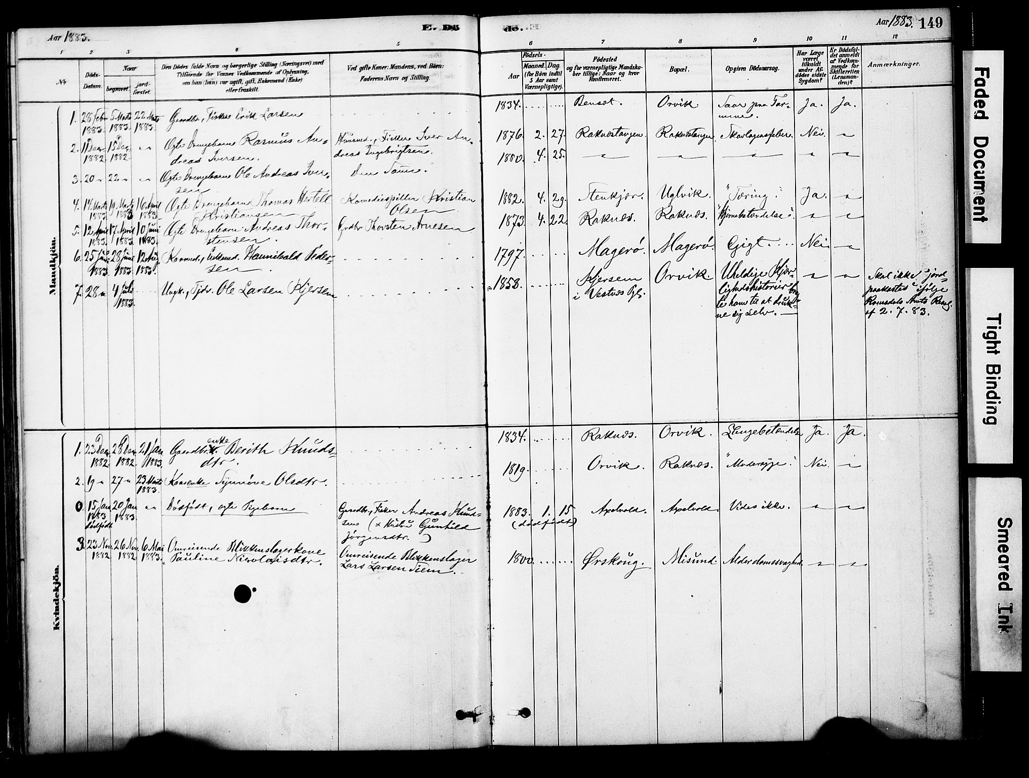 Ministerialprotokoller, klokkerbøker og fødselsregistre - Møre og Romsdal, AV/SAT-A-1454/563/L0736: Parish register (official) no. 563A01, 1878-1903, p. 149