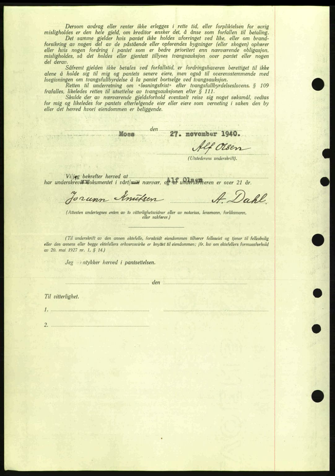 Moss sorenskriveri, SAO/A-10168: Mortgage book no. B10, 1940-1941, Diary no: : 1745/1940