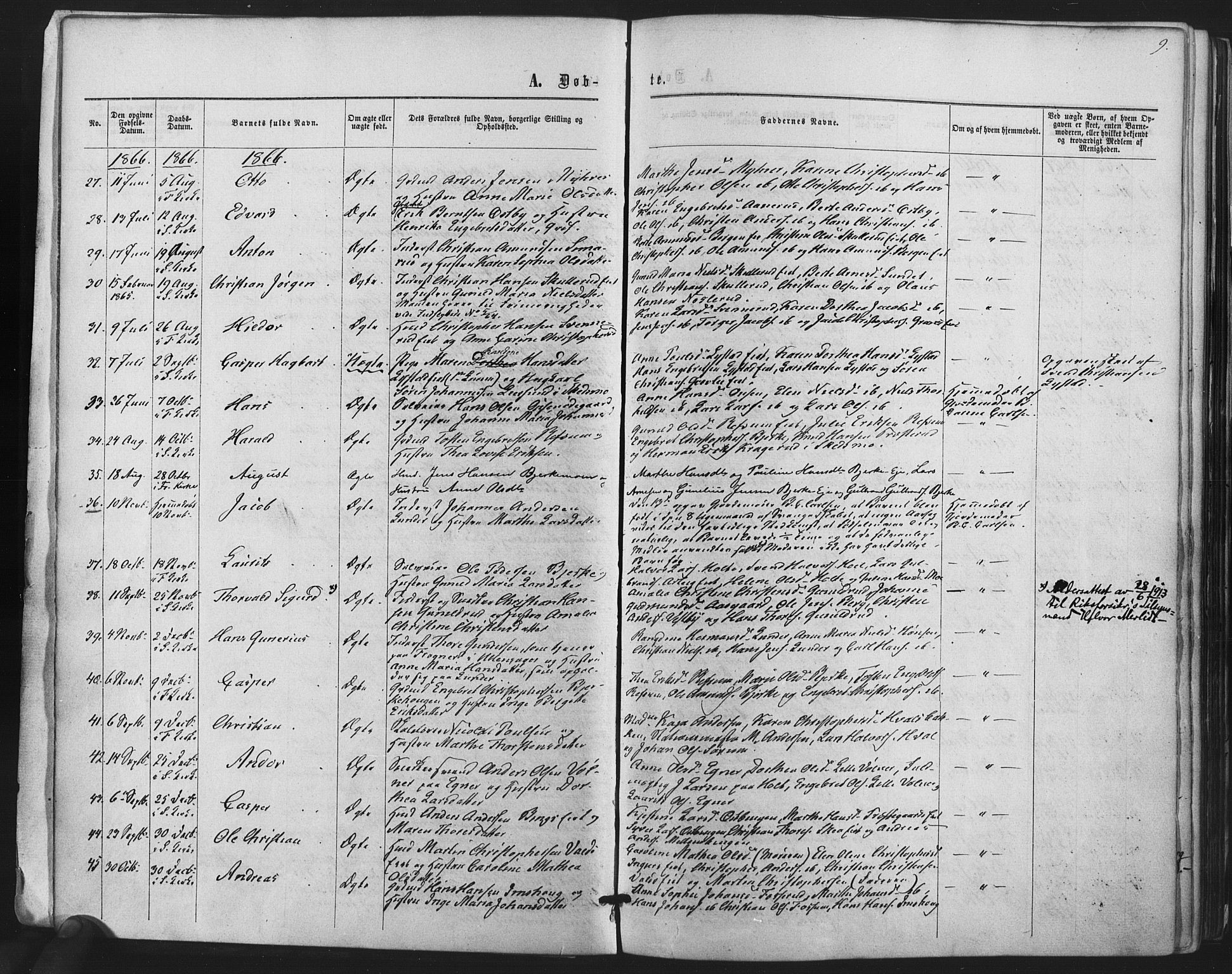 Sørum prestekontor Kirkebøker, AV/SAO-A-10303/F/Fa/L0006: Parish register (official) no. I 6, 1864-1877, p. 9