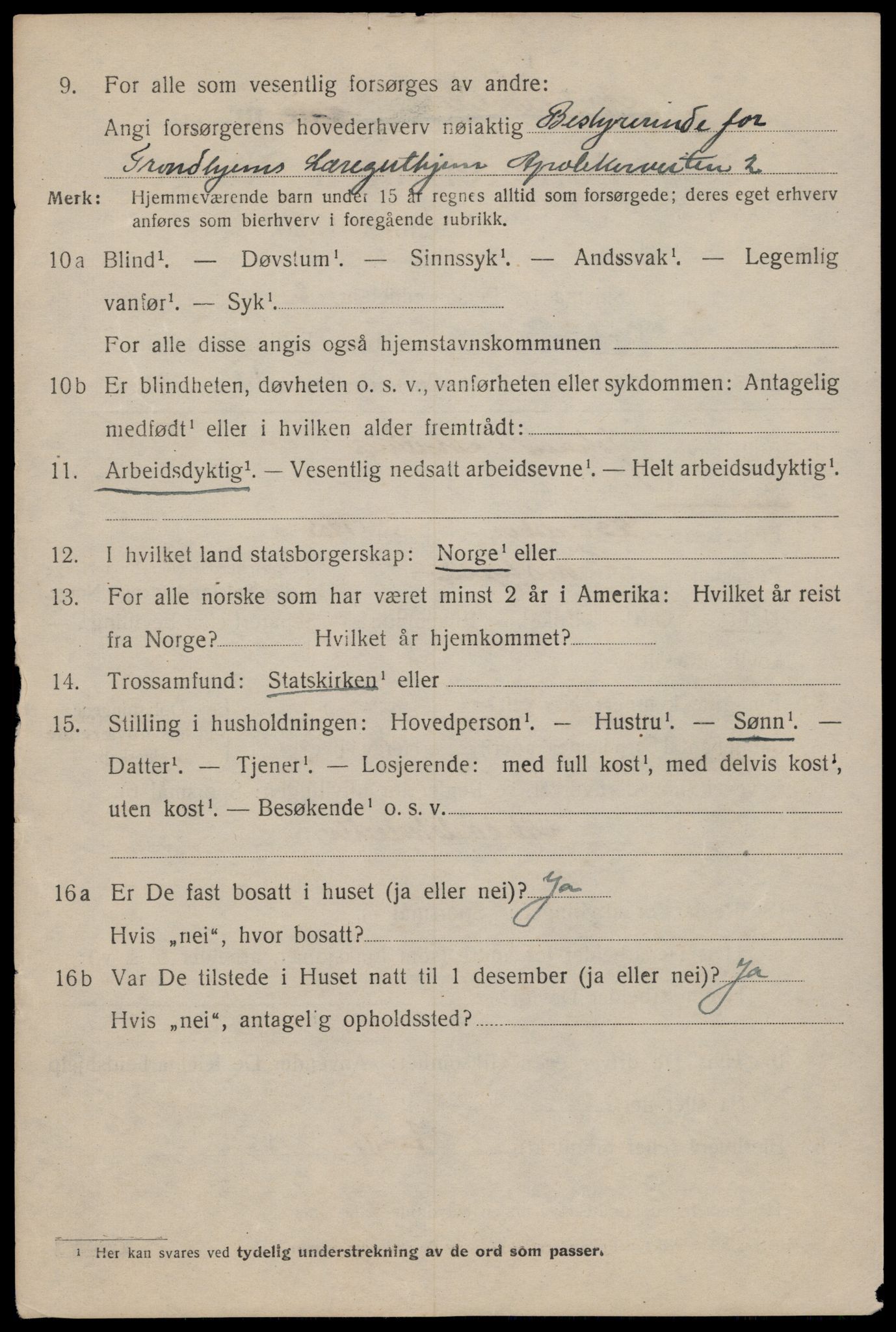 SAT, 1920 census for Trondheim, 1920, p. 68337