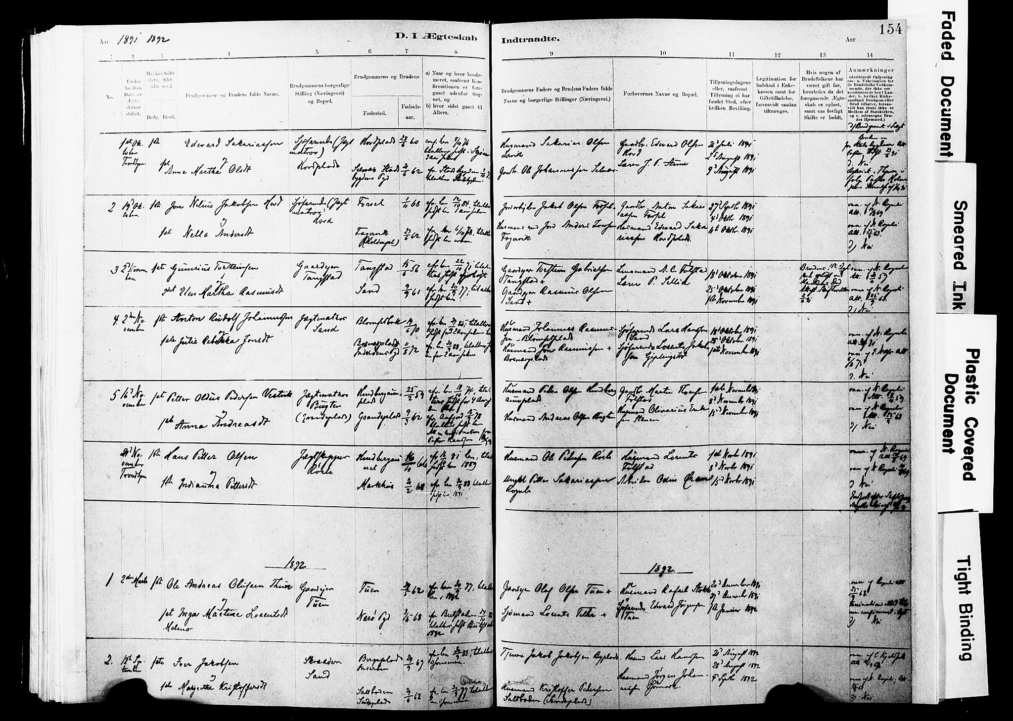 Ministerialprotokoller, klokkerbøker og fødselsregistre - Nord-Trøndelag, AV/SAT-A-1458/744/L0420: Parish register (official) no. 744A04, 1882-1904, p. 154