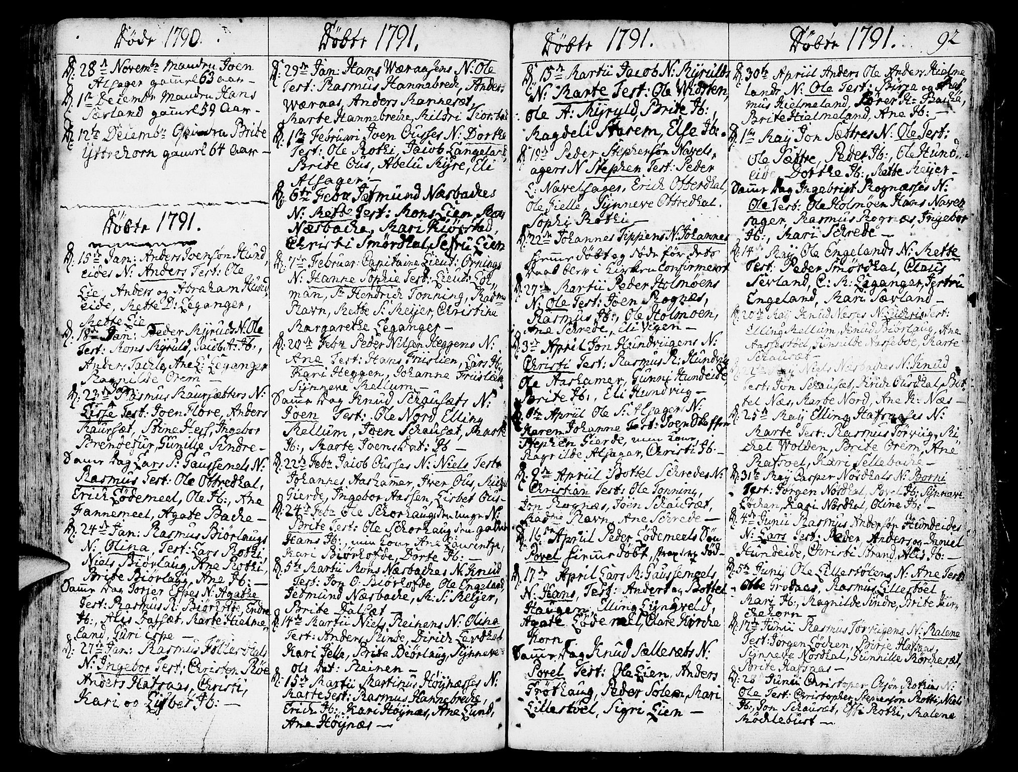 Eid sokneprestembete, AV/SAB-A-82301/H/Haa/Haaa/L0003: Parish register (official) no. A 3, 1770-1805, p. 92
