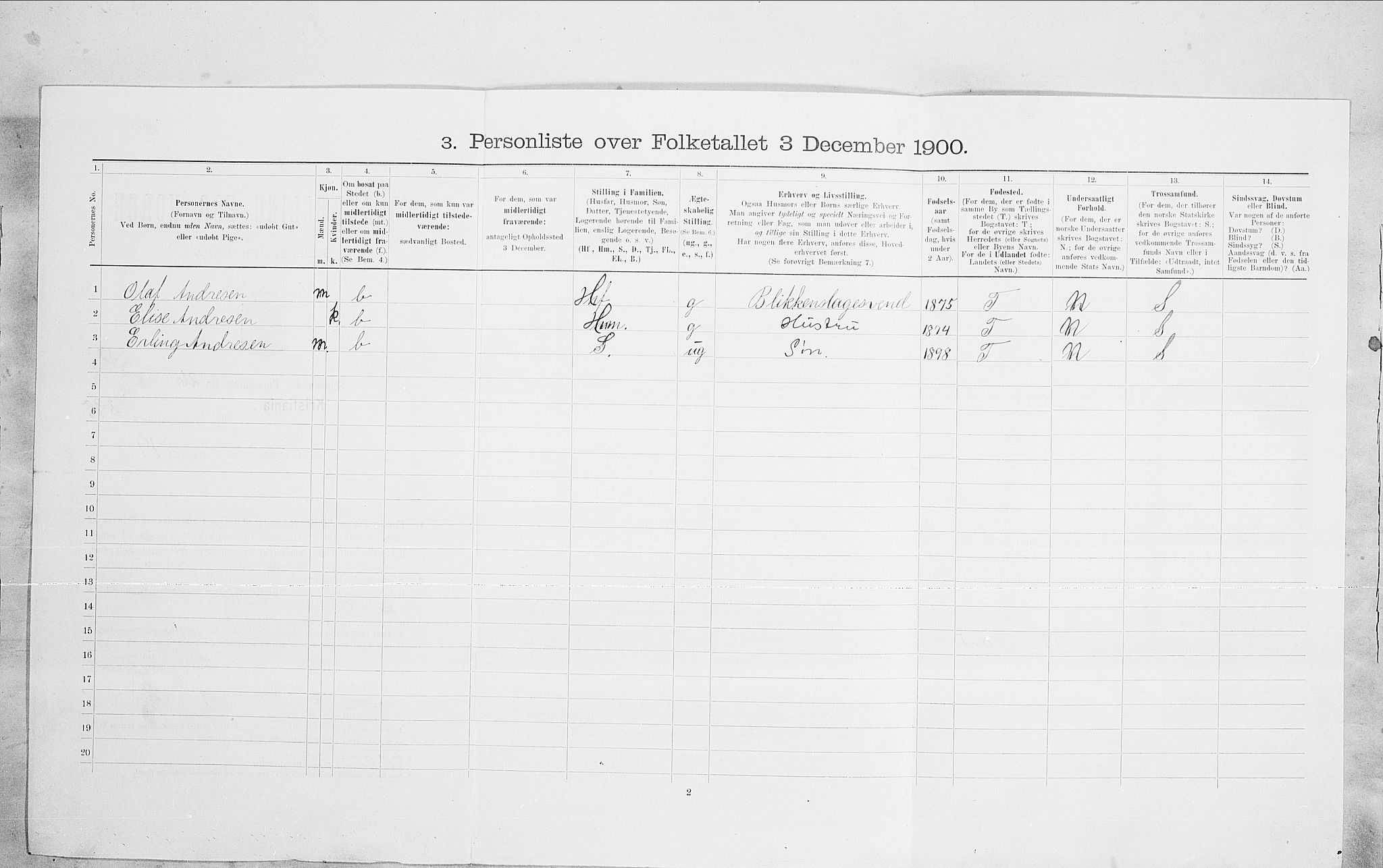 SAO, 1900 census for Kristiania, 1900, p. 90707