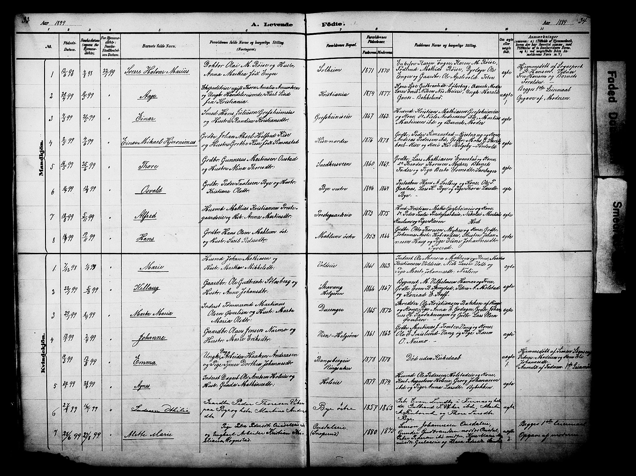 Nes prestekontor, Hedmark, AV/SAH-PREST-020/L/La/L0006: Parish register (copy) no. 6, 1890-1932, p. 33-34