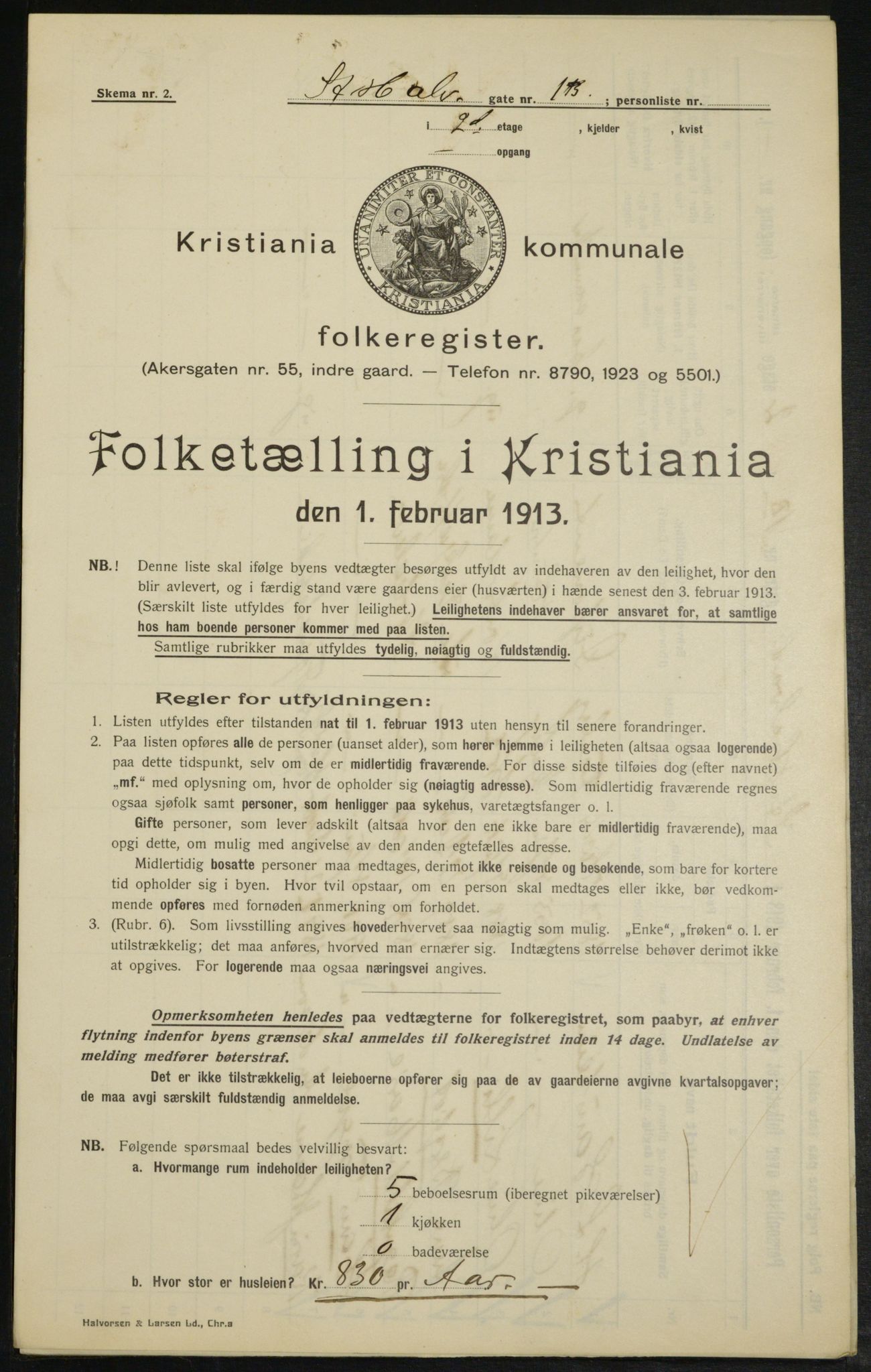 OBA, Municipal Census 1913 for Kristiania, 1913, p. 87421