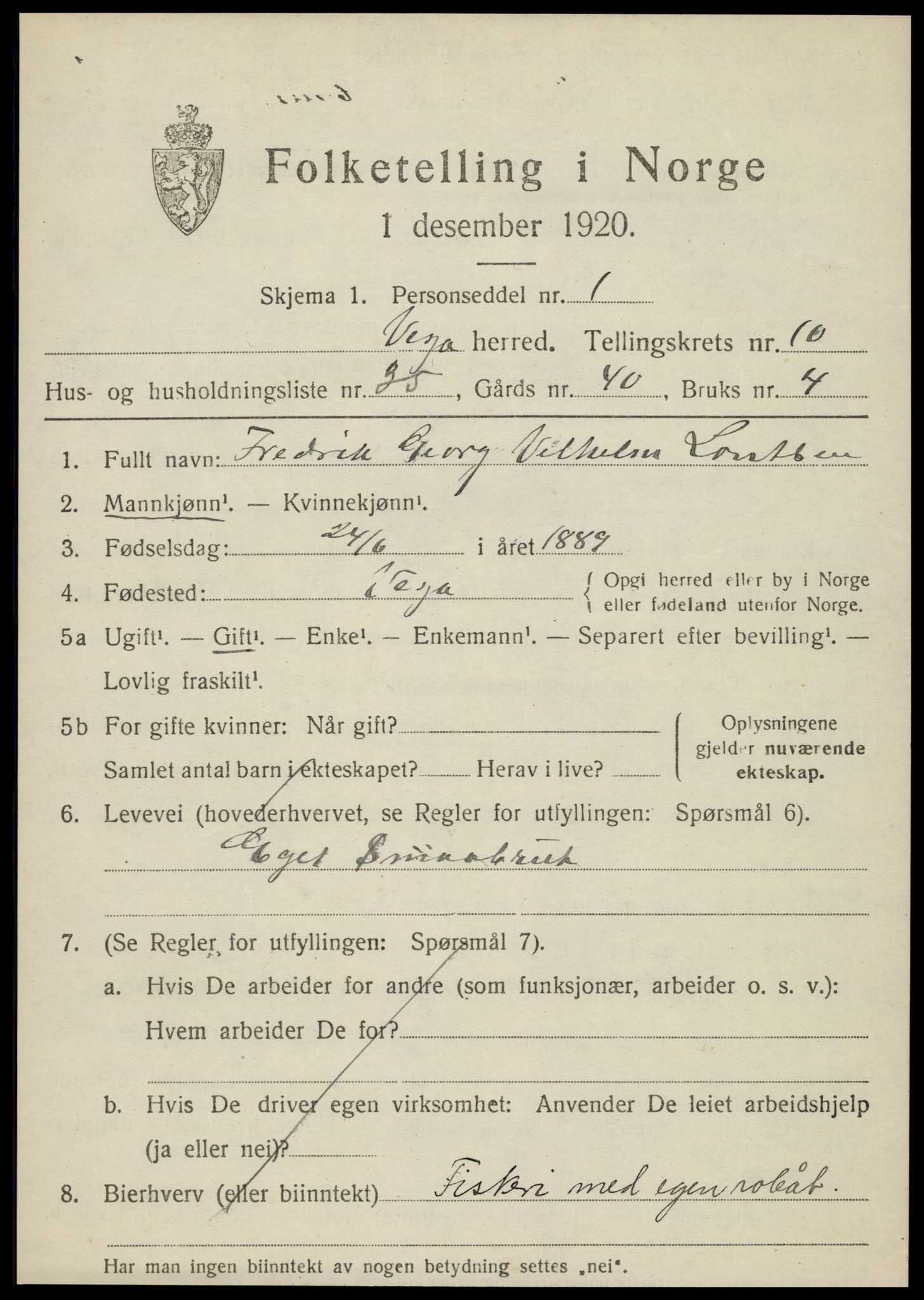 SAT, 1920 census for Vega, 1920, p. 5475