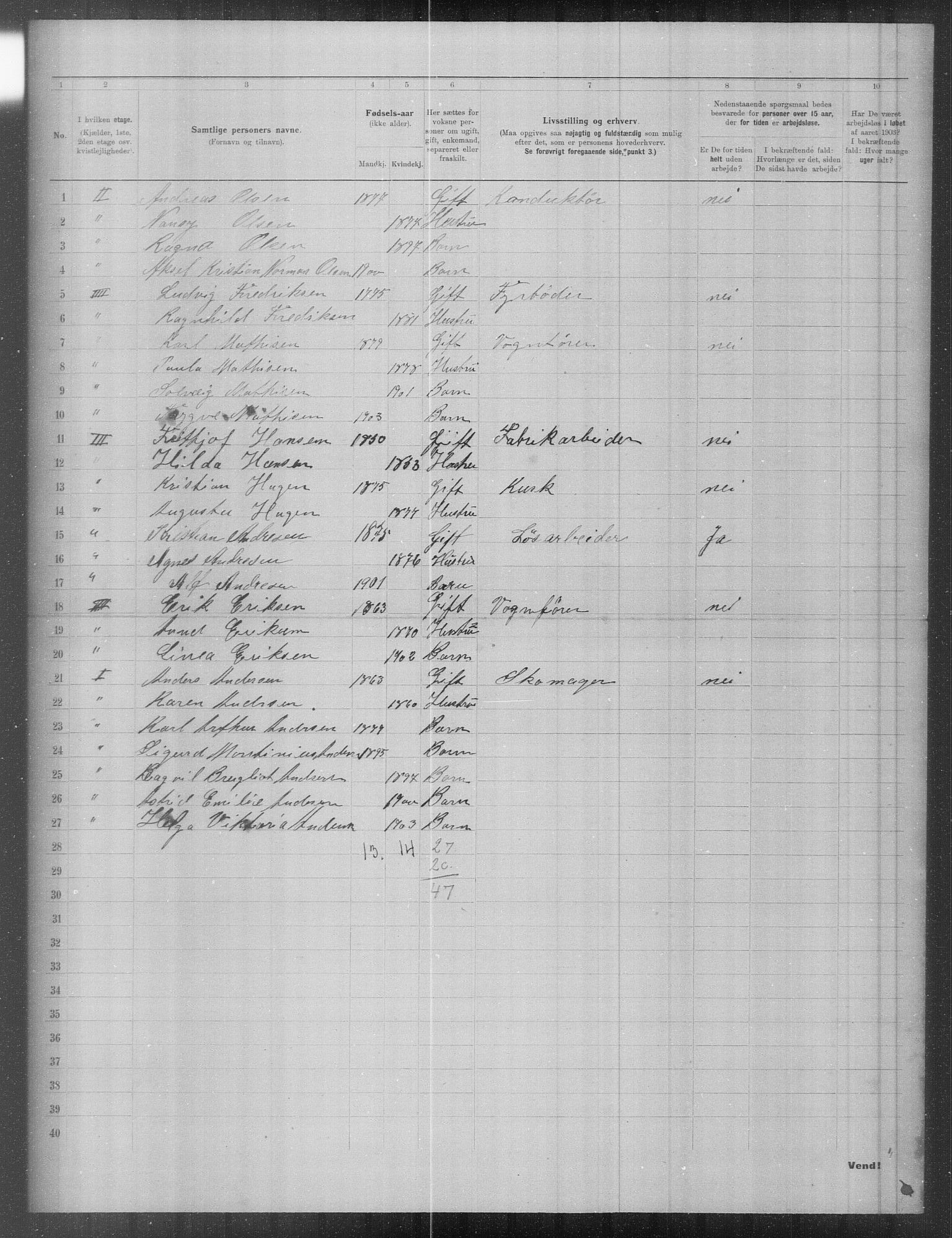 OBA, Municipal Census 1903 for Kristiania, 1903, p. 9730