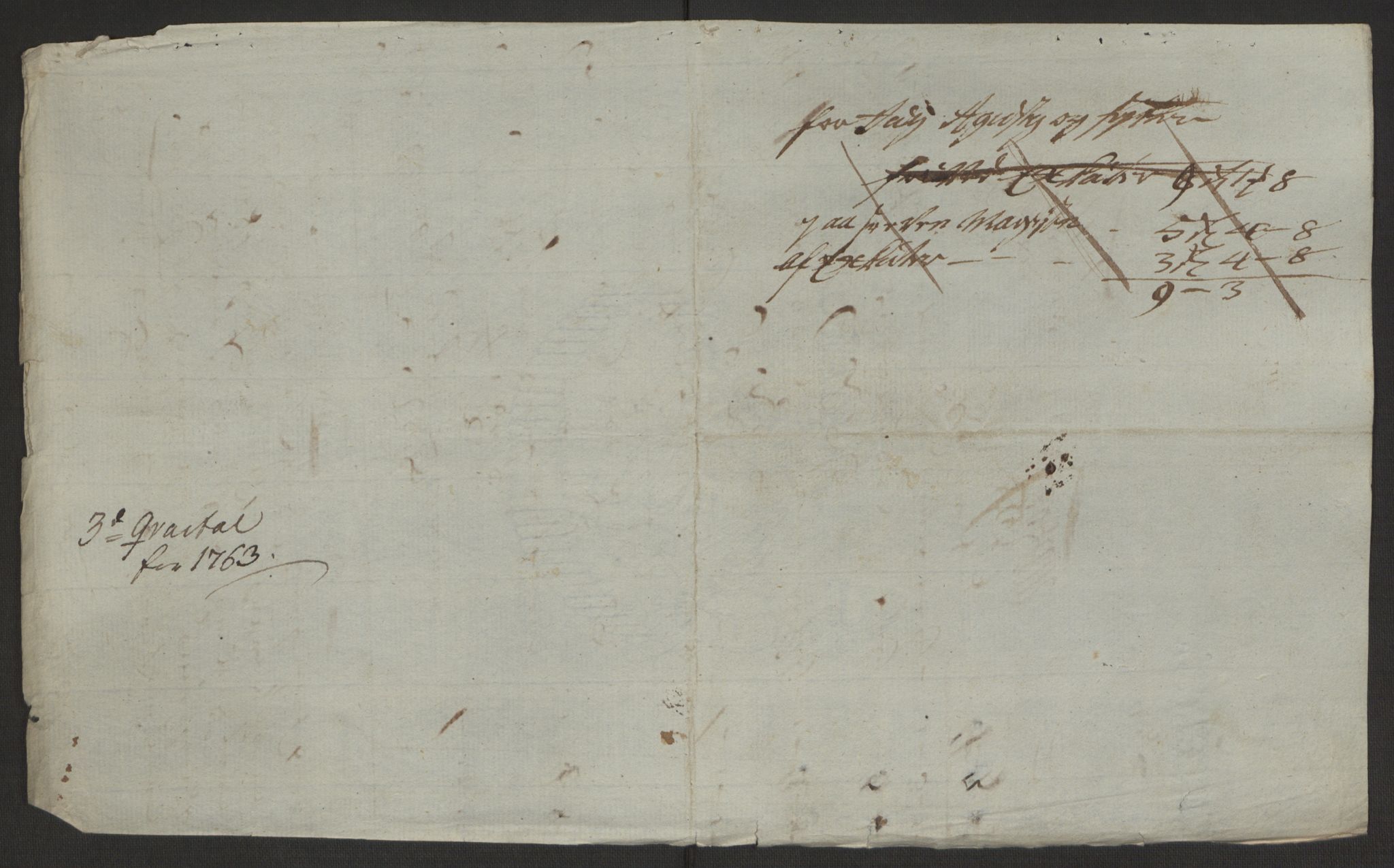 Rentekammeret inntil 1814, Reviderte regnskaper, Byregnskaper, AV/RA-EA-4066/R/Rp/L0366/0001: [P20] Kontribusjonsregnskap / Ekstraskatt, 1763, p. 259