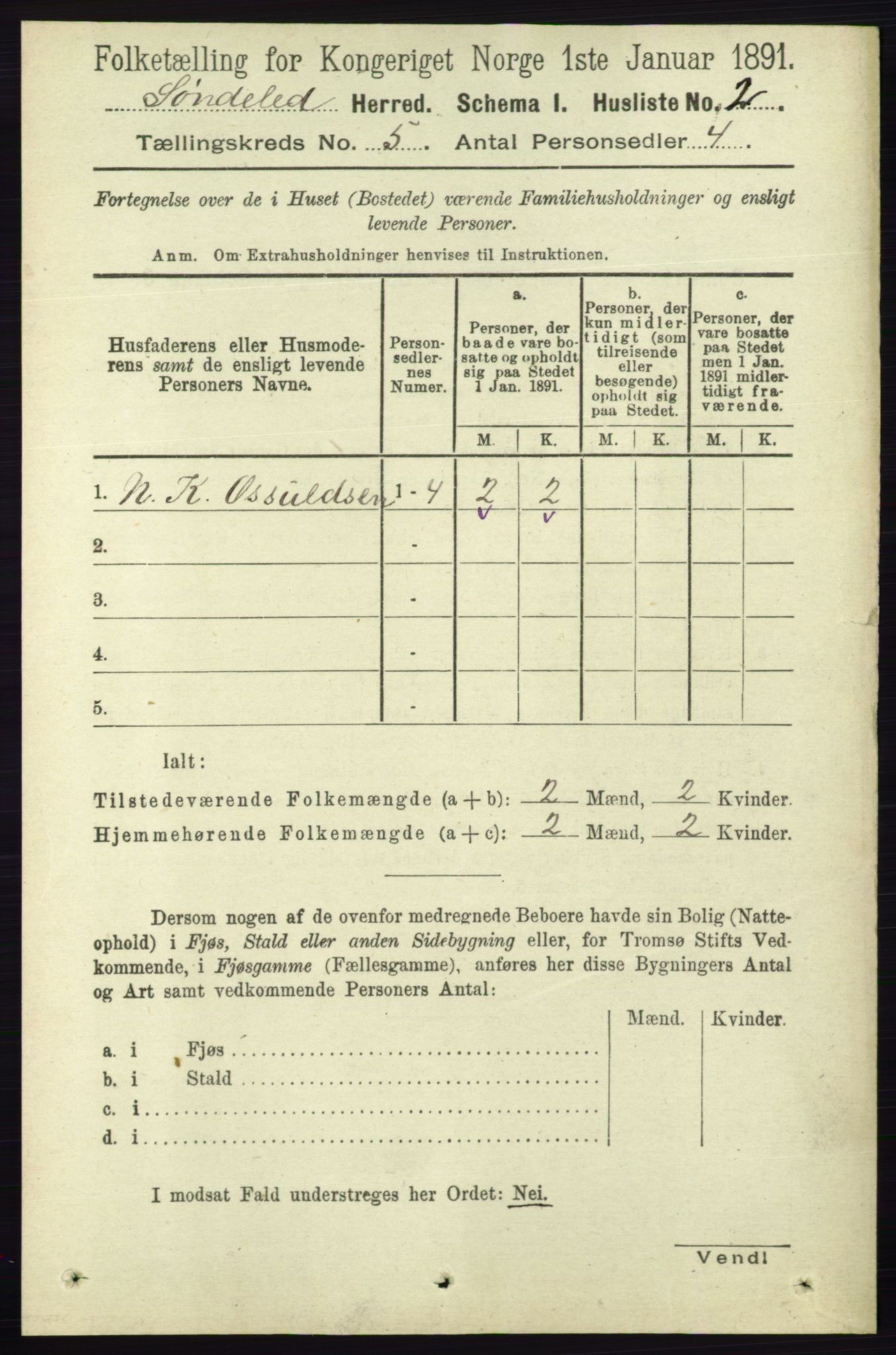 RA, 1891 census for 0913 Søndeled, 1891, p. 1139