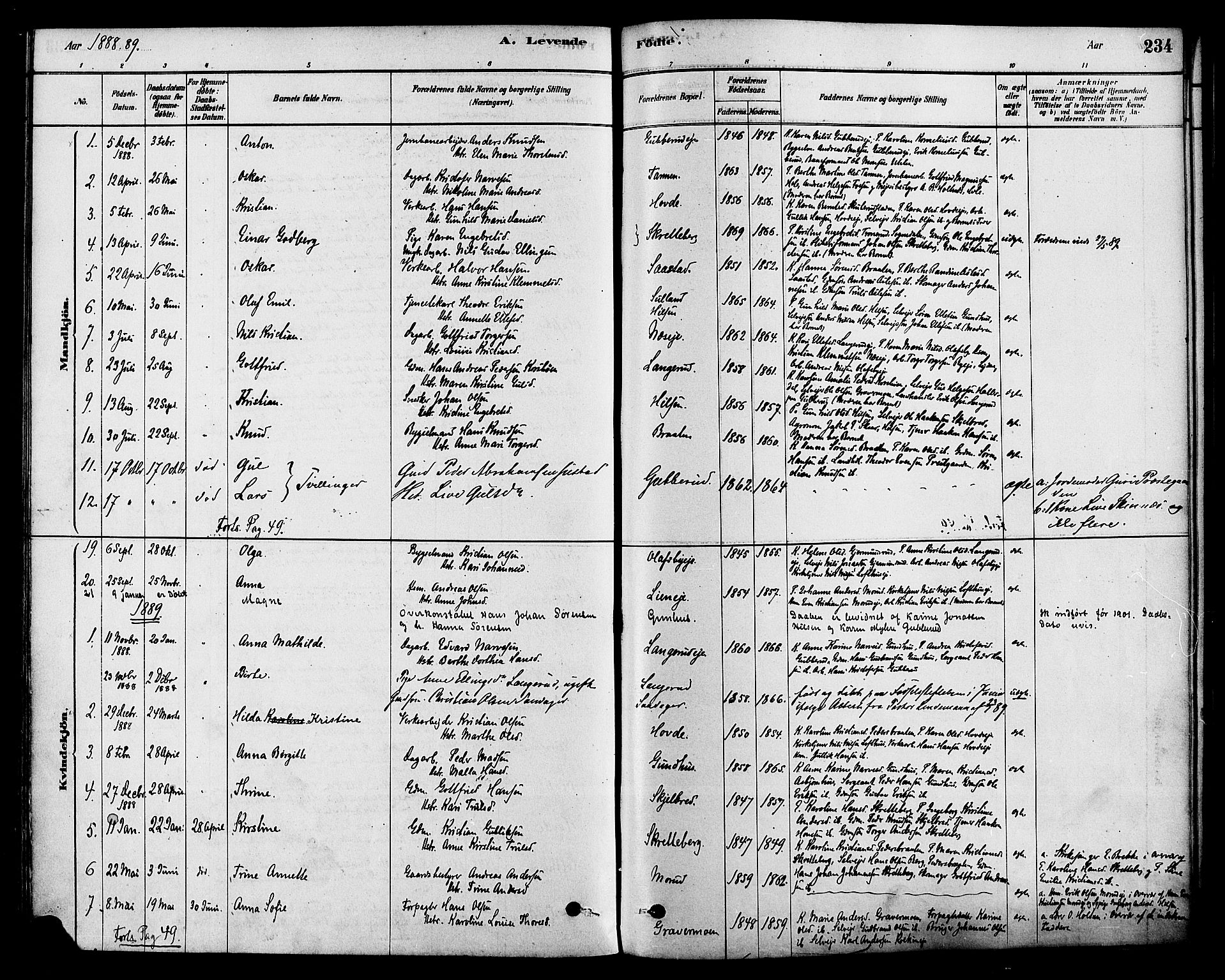 Modum kirkebøker, AV/SAKO-A-234/F/Fa/L0015: Parish register (official) no. 15 /2, 1877-1889, p. 234