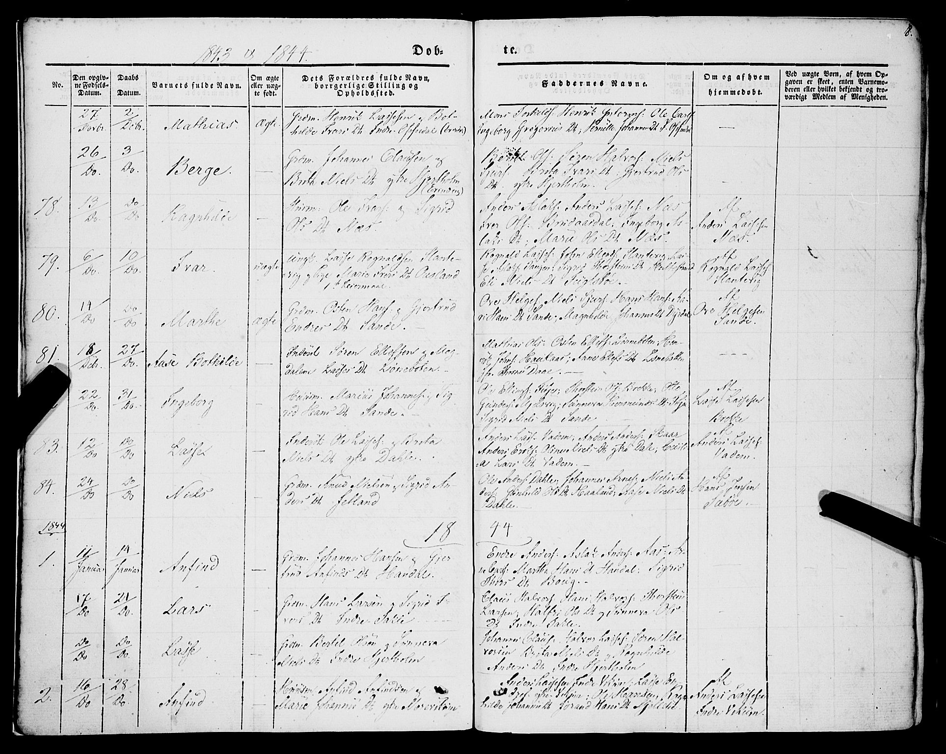 Lavik sokneprestembete, SAB/A-80901: Parish register (official) no. A 3, 1843-1863, p. 8