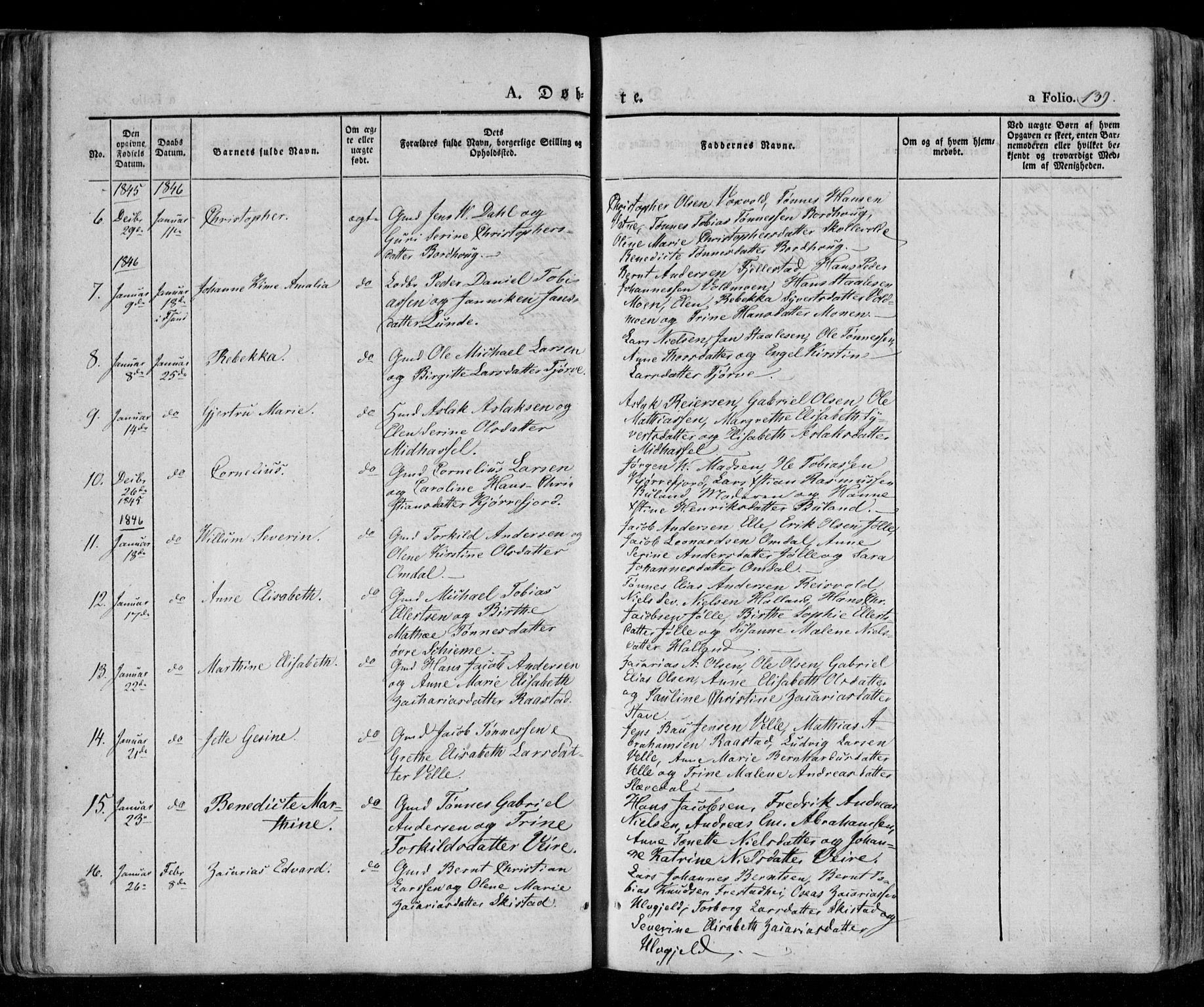 Lista sokneprestkontor, AV/SAK-1111-0027/F/Fa/L0009: Parish register (official) no. A 9, 1835-1846, p. 139