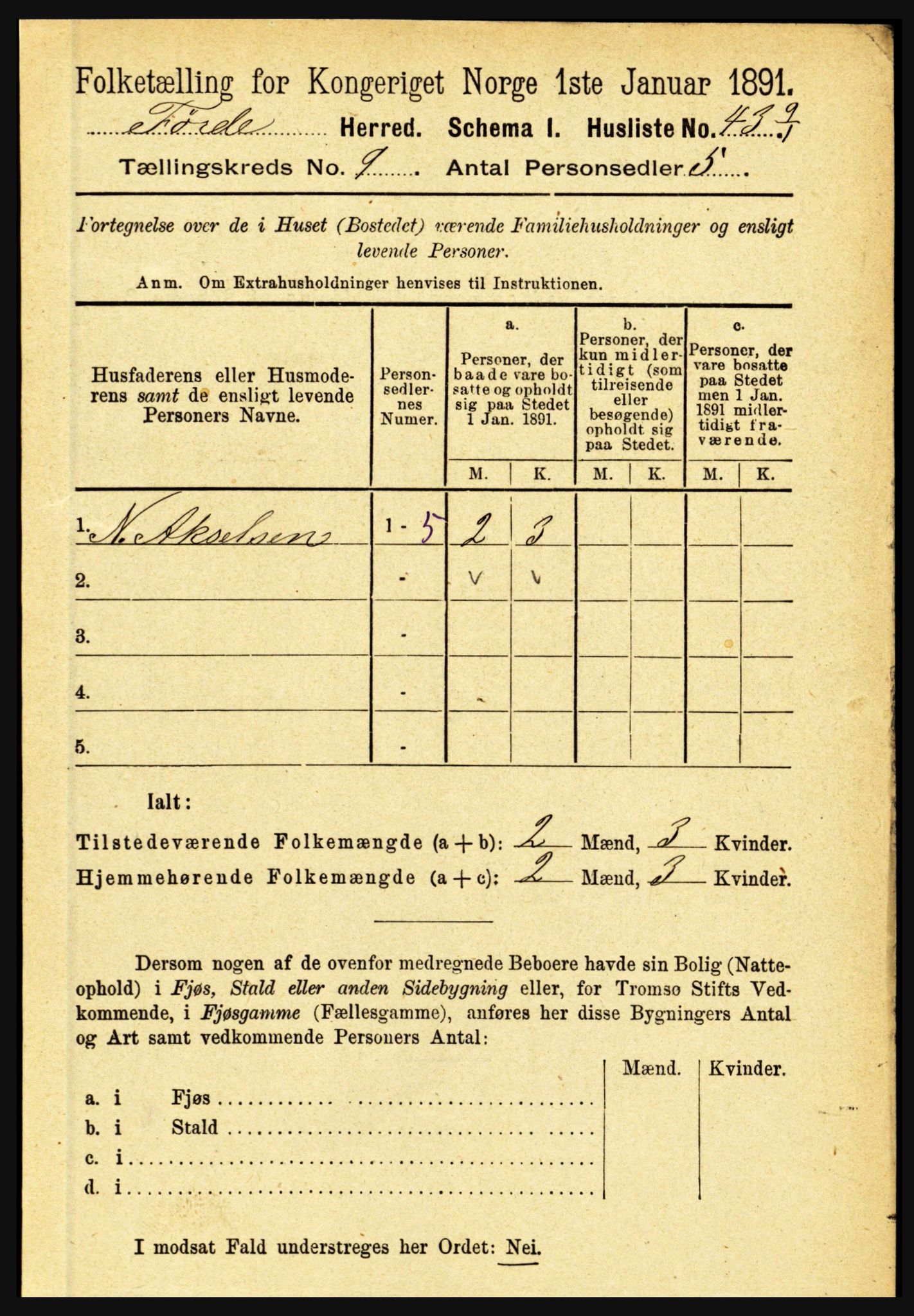 RA, 1891 census for 1432 Førde, 1891, p. 3317