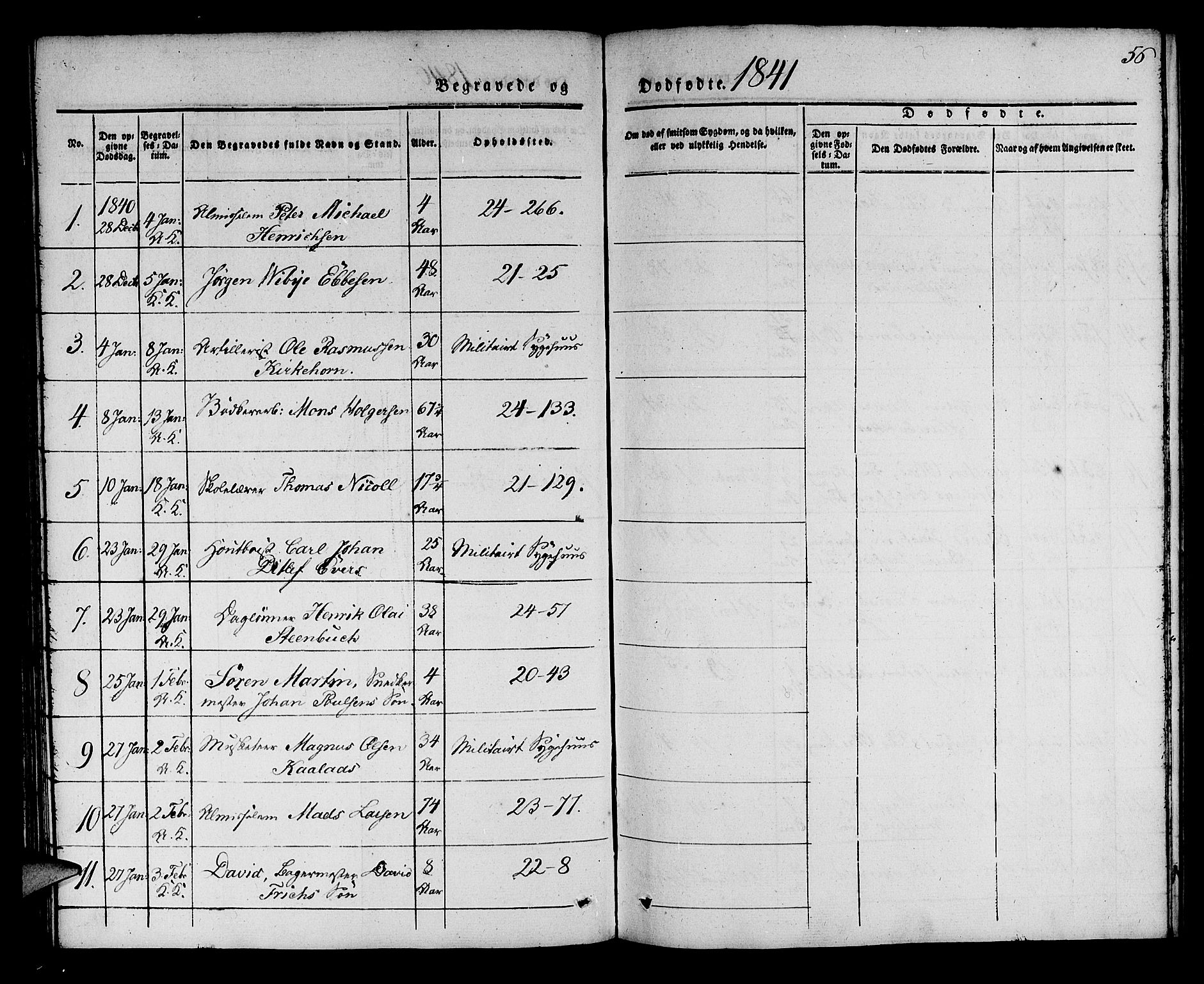 Korskirken sokneprestembete, SAB/A-76101/H/Haa/L0043: Parish register (official) no. E 1, 1834-1848, p. 56