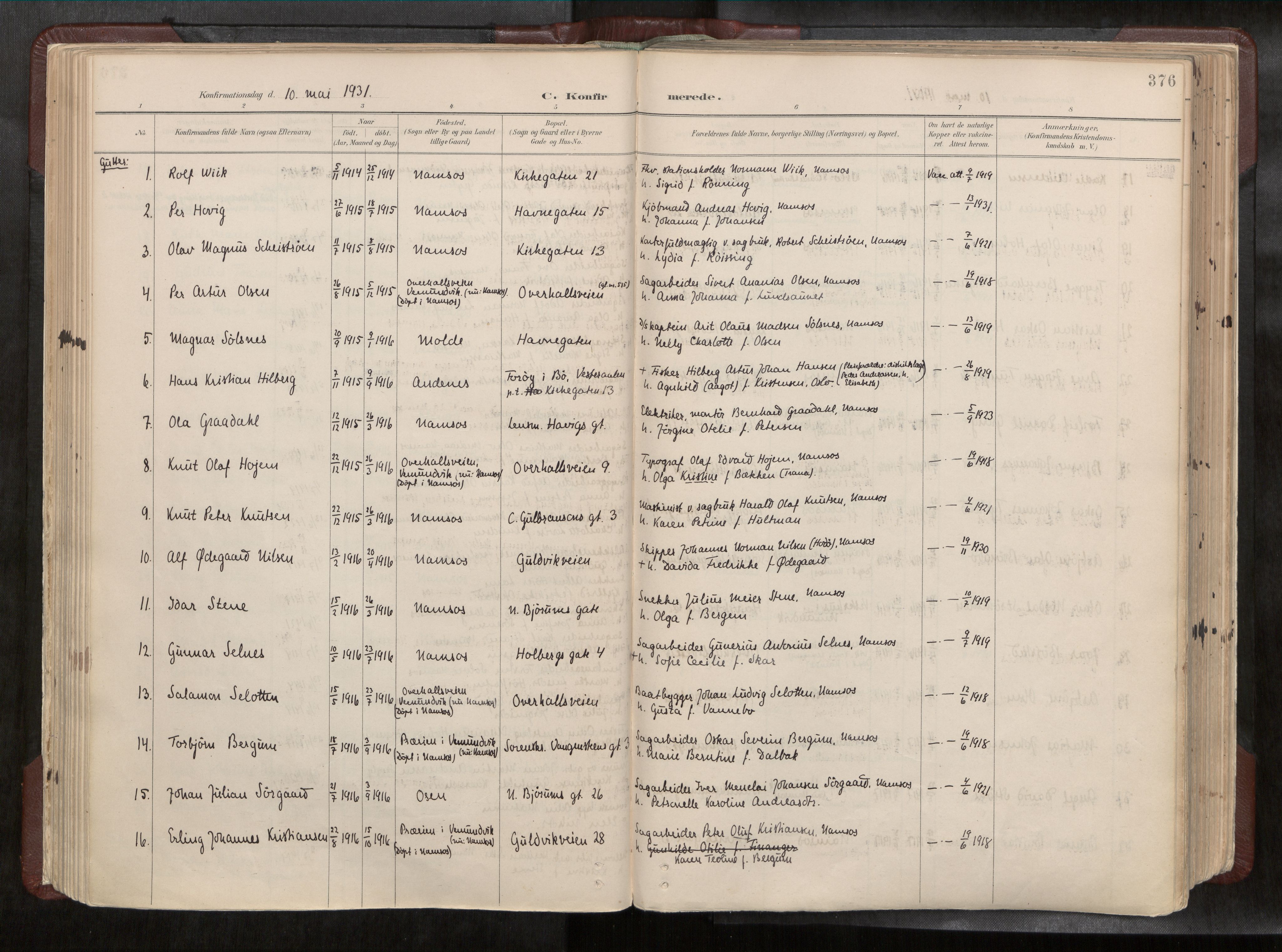 Ministerialprotokoller, klokkerbøker og fødselsregistre - Nord-Trøndelag, AV/SAT-A-1458/768/L0579a: Parish register (official) no. 768A14, 1887-1931, p. 376