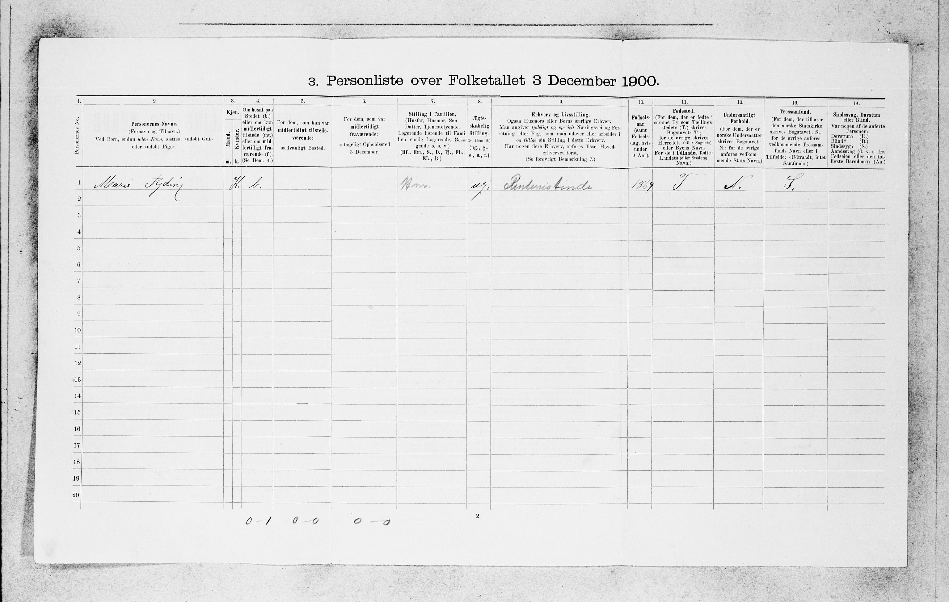 SAB, 1900 census for Bergen, 1900, p. 3845