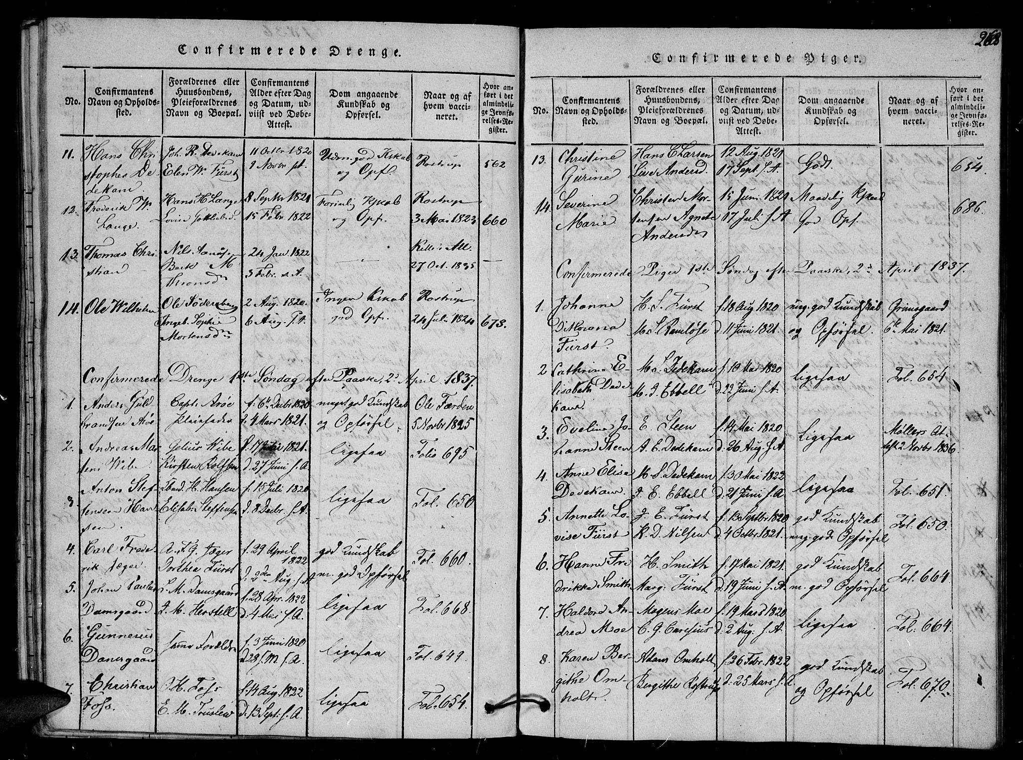 Arendal sokneprestkontor, Trefoldighet, SAK/1111-0040/F/Fb/L0001: Parish register (copy) no. B 1, 1816-1838, p. 268
