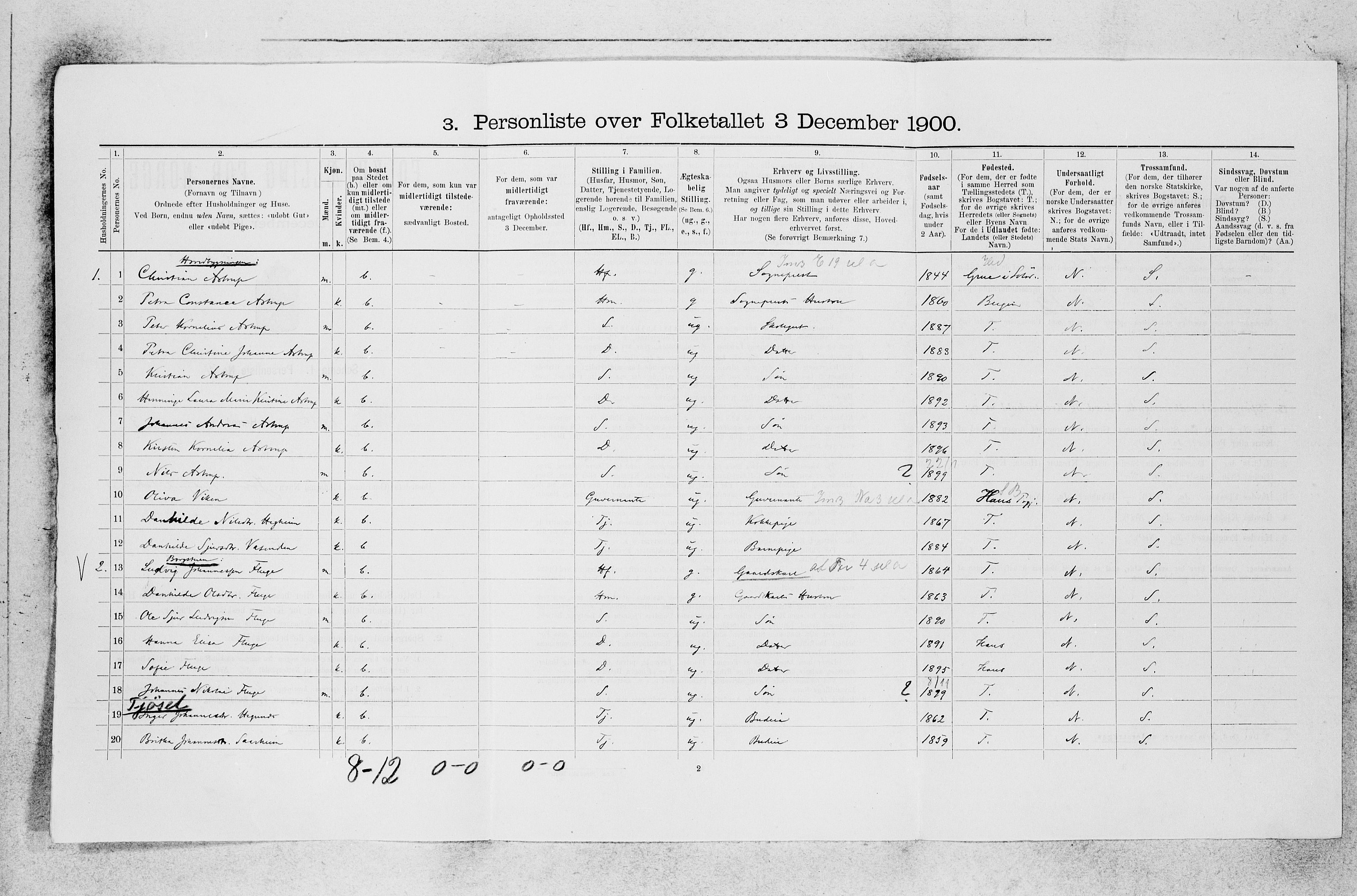 SAB, 1900 census for Jølster, 1900, p. 297