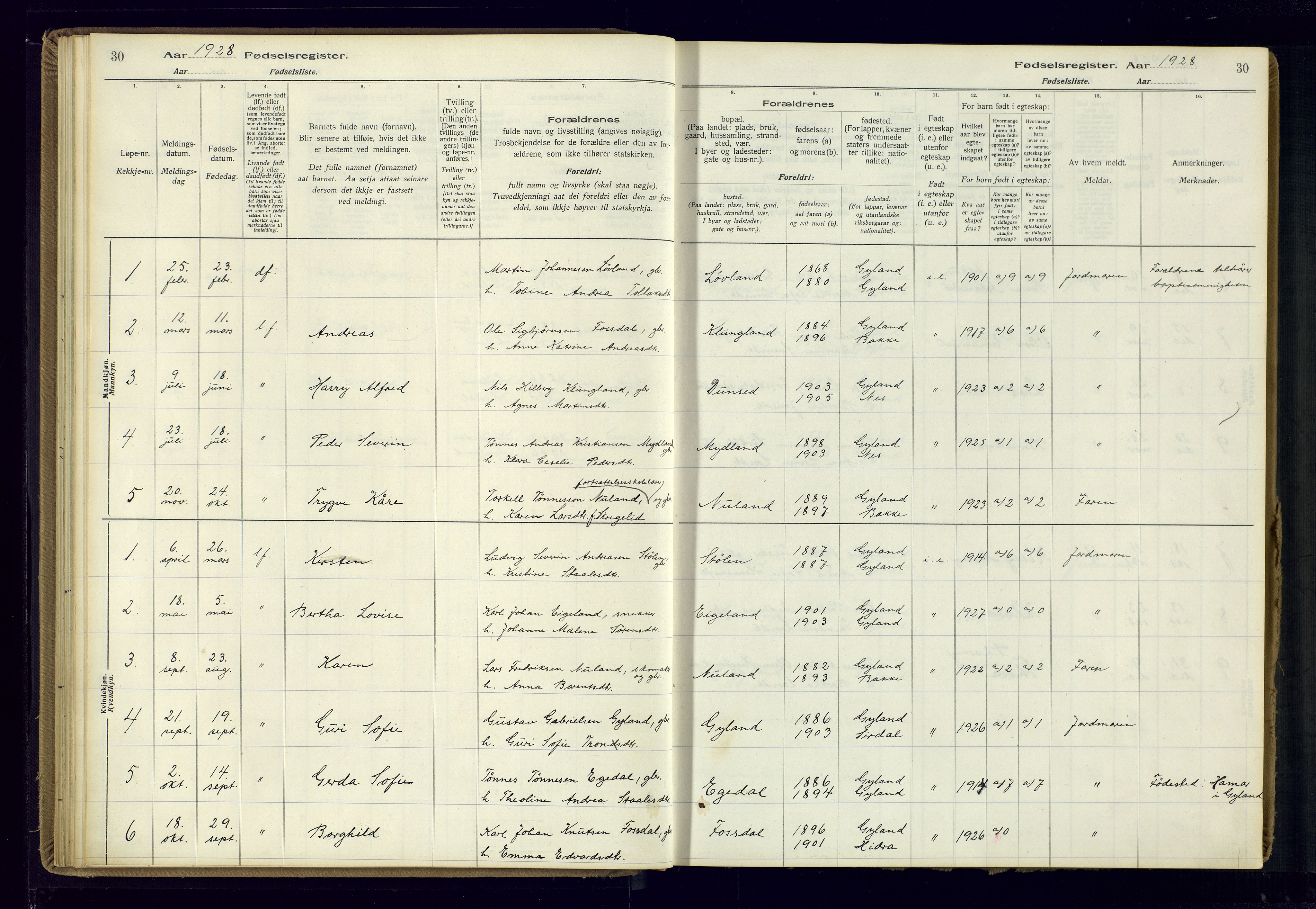 Bakke sokneprestkontor, SAK/1111-0002/J/Ja/L0002: Birth register no. A-VI-19, 1916-1982, p. 30
