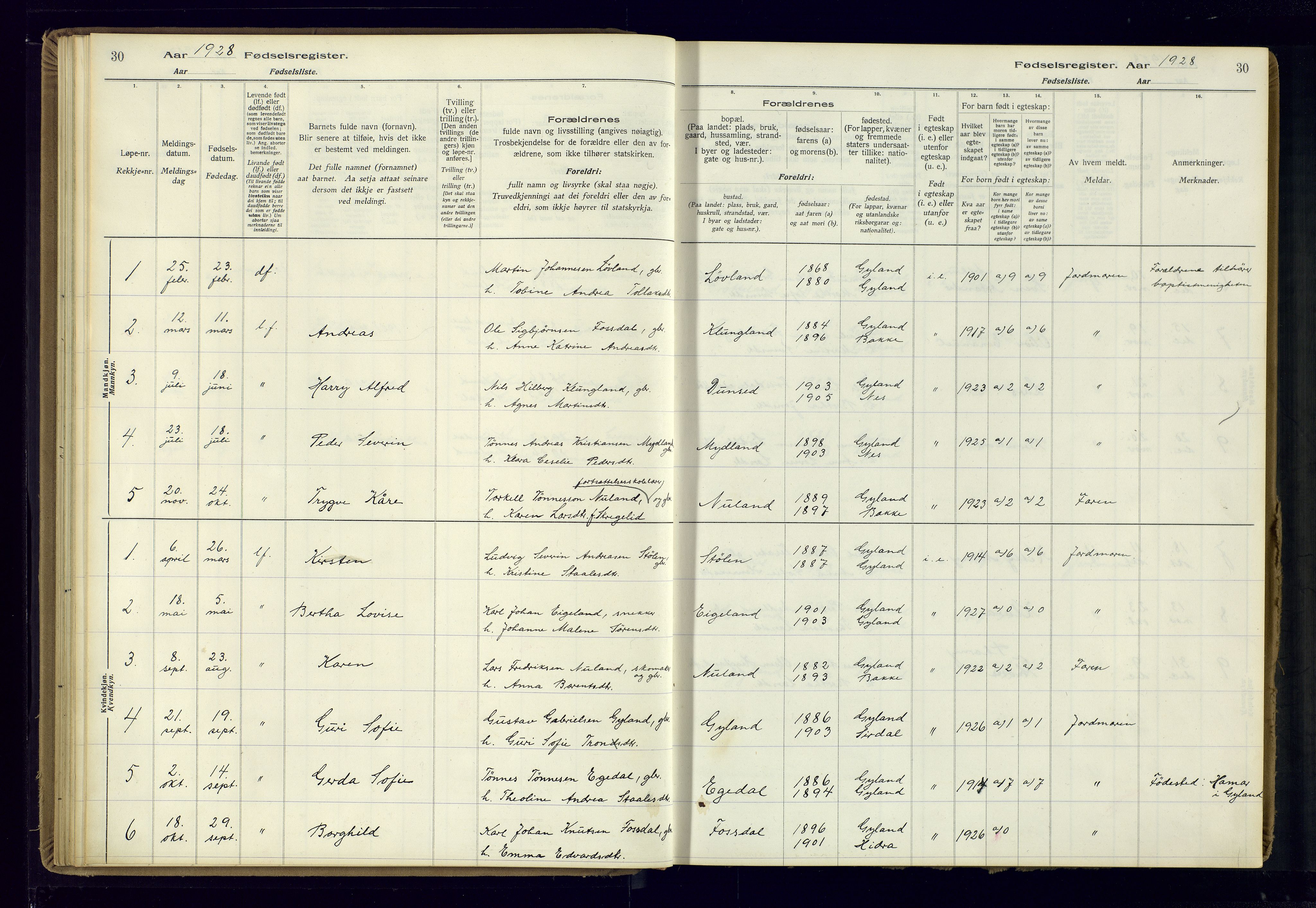 Bakke sokneprestkontor, AV/SAK-1111-0002/J/Ja/L0002: Birth register no. A-VI-19, 1916-1982, p. 30